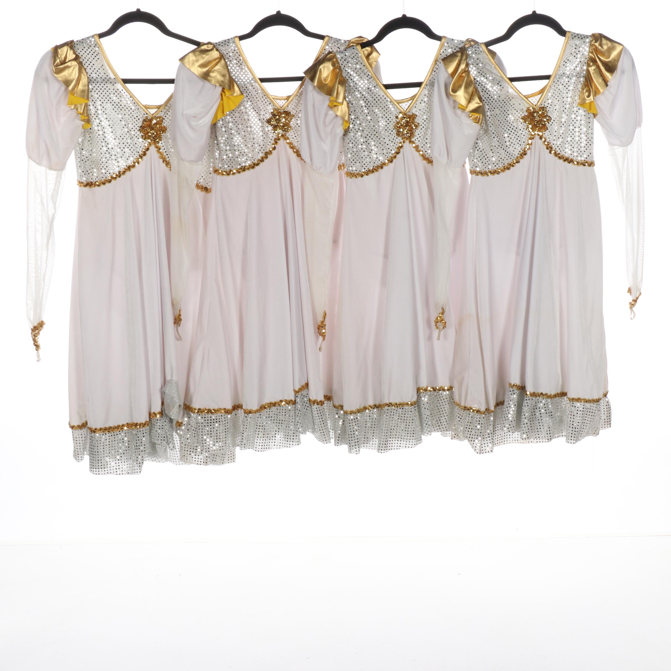 Girls' White/Gold/Sequin Dance Costumes