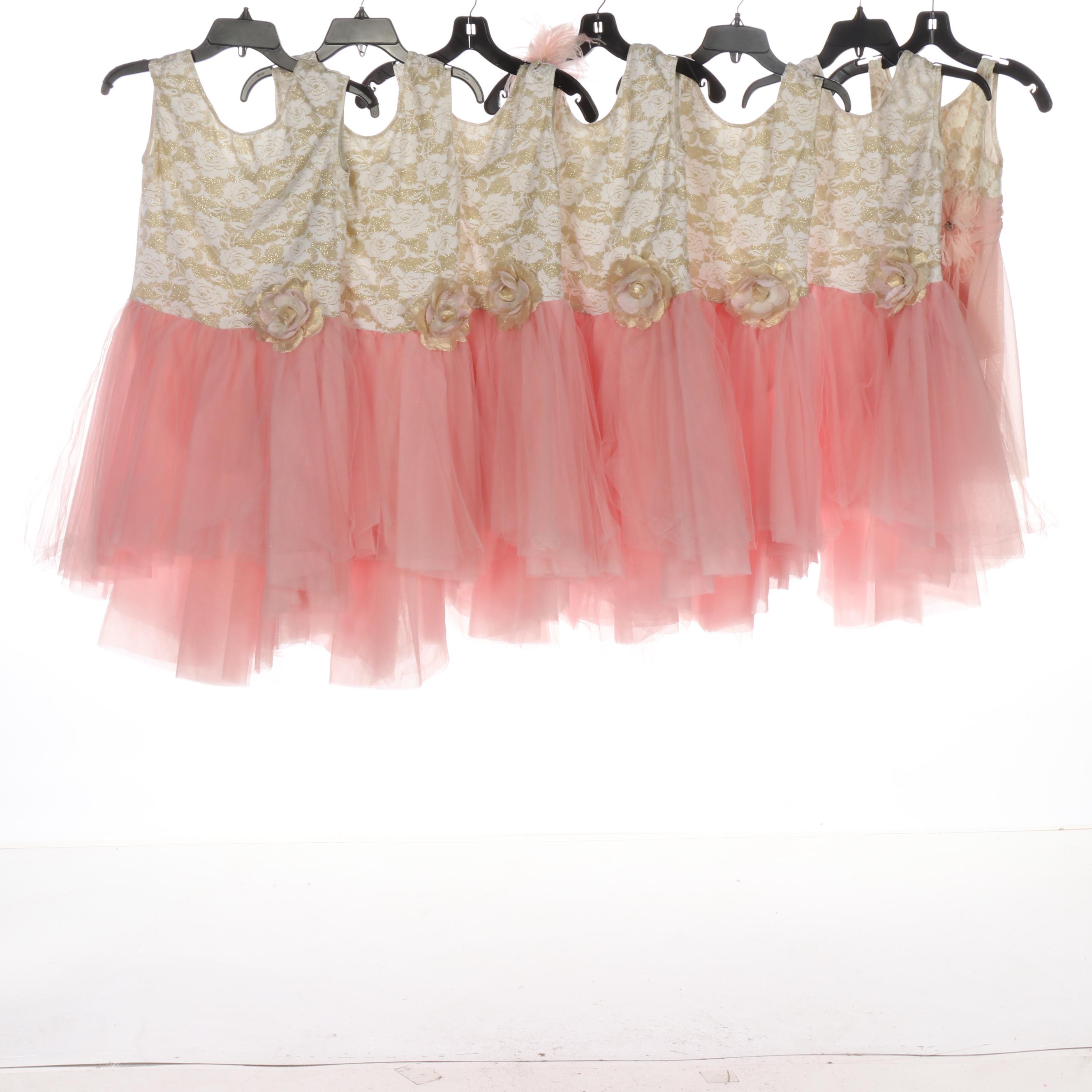 Girls' Pastel Dance Costumes with Rose Motif Bodices