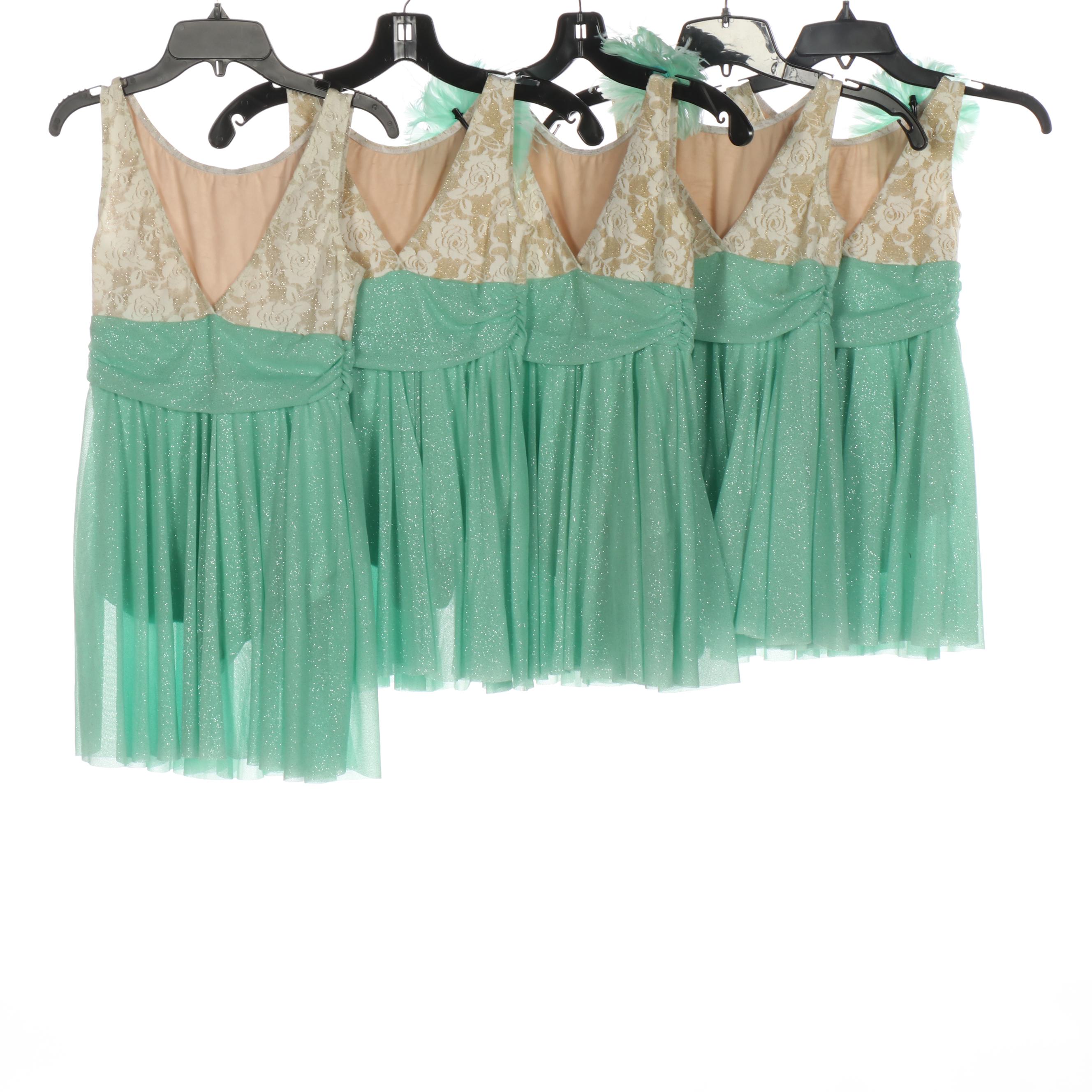 Girls' Pastel Dance Costumes with Rose Motif Bodices