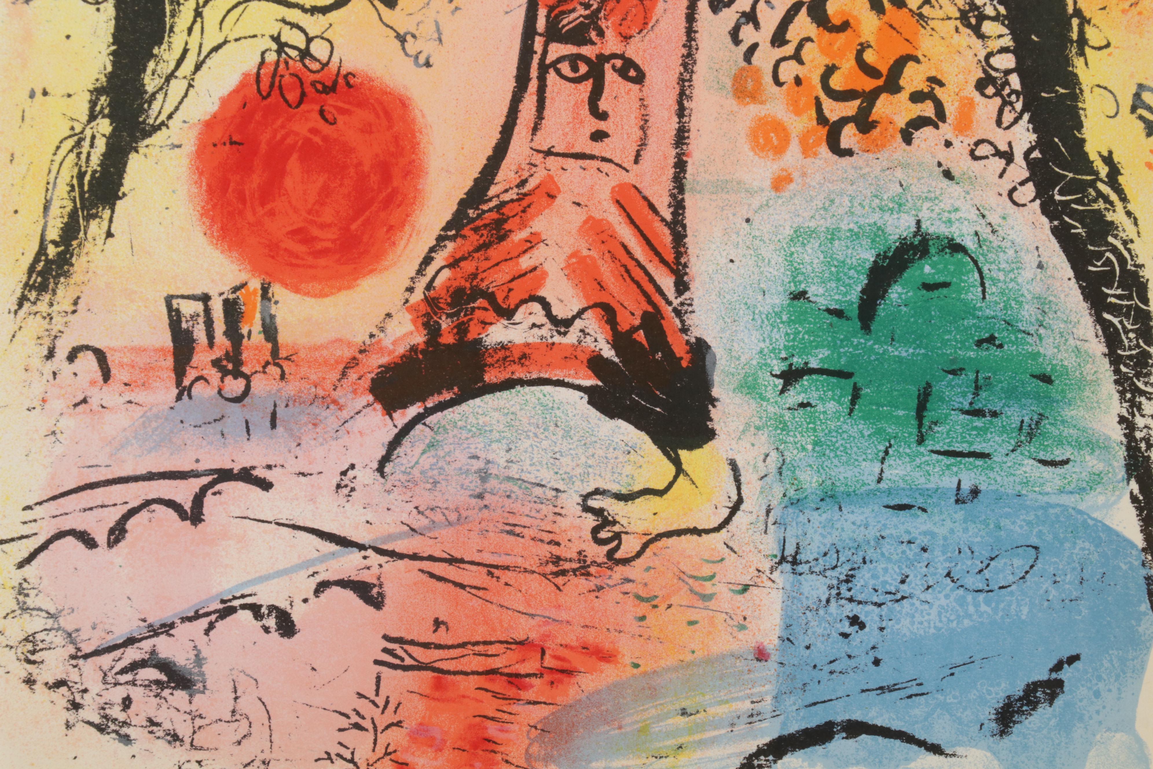 Marc Chagall Color Lithograph "Vision de Paris," 1960