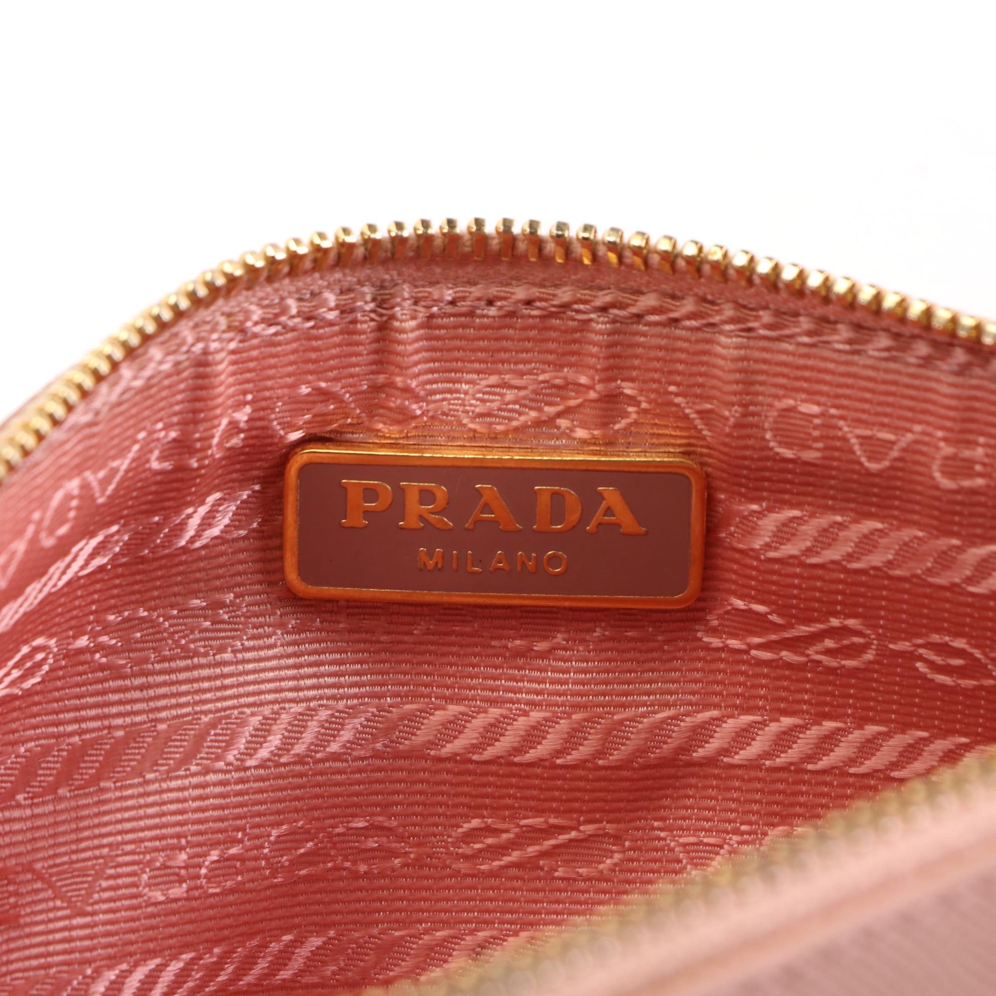 Prada Small Crossbody Zip Pochette in Pink Saffiano Leather