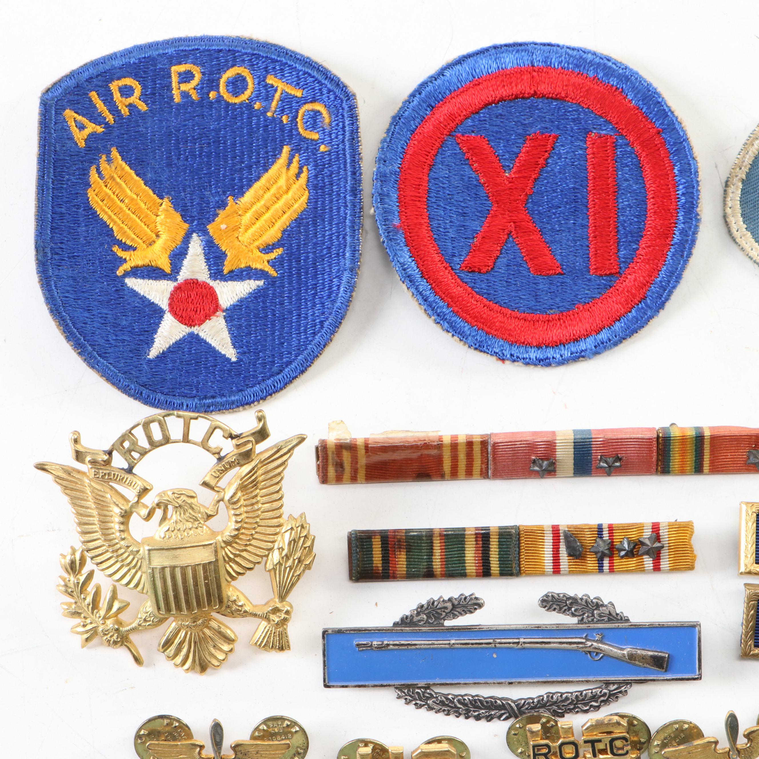 WWII Era U.S. Army & ROTC Pins, Ribbons, Patches, and More