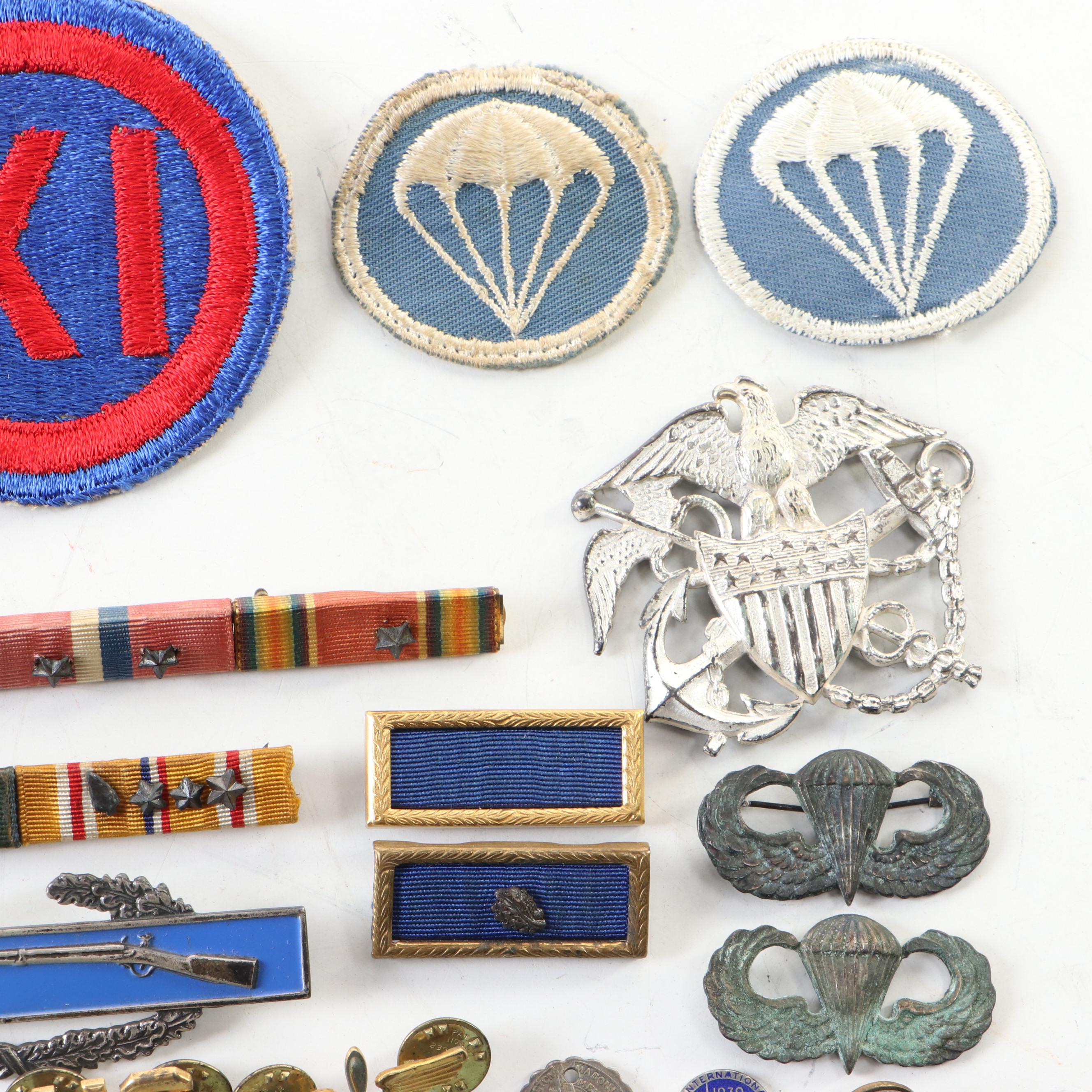 WWII Era U.S. Army & ROTC Pins, Ribbons, Patches, and More
