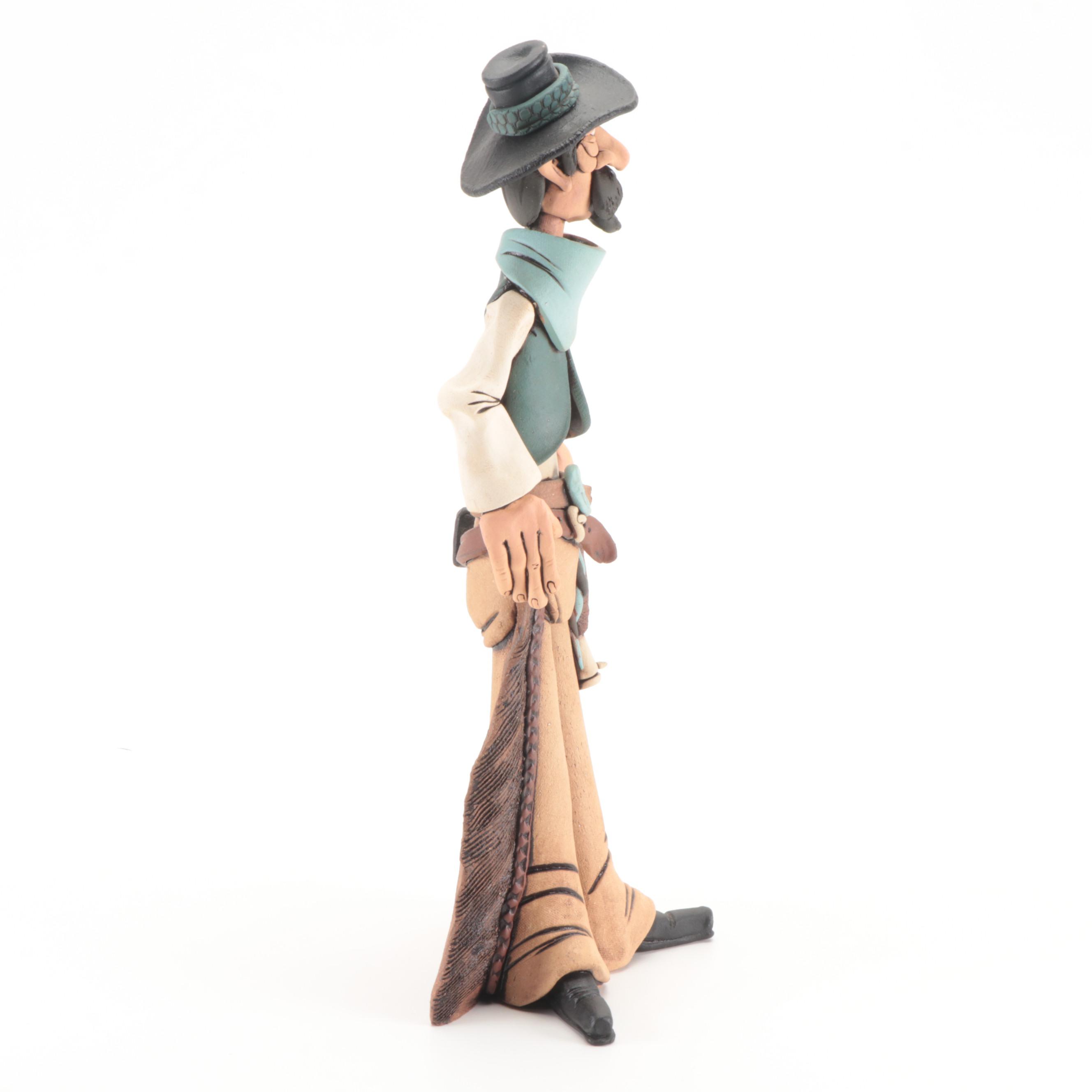 Signed Rex Benson Stoneware Cowboy Figurine, 2003