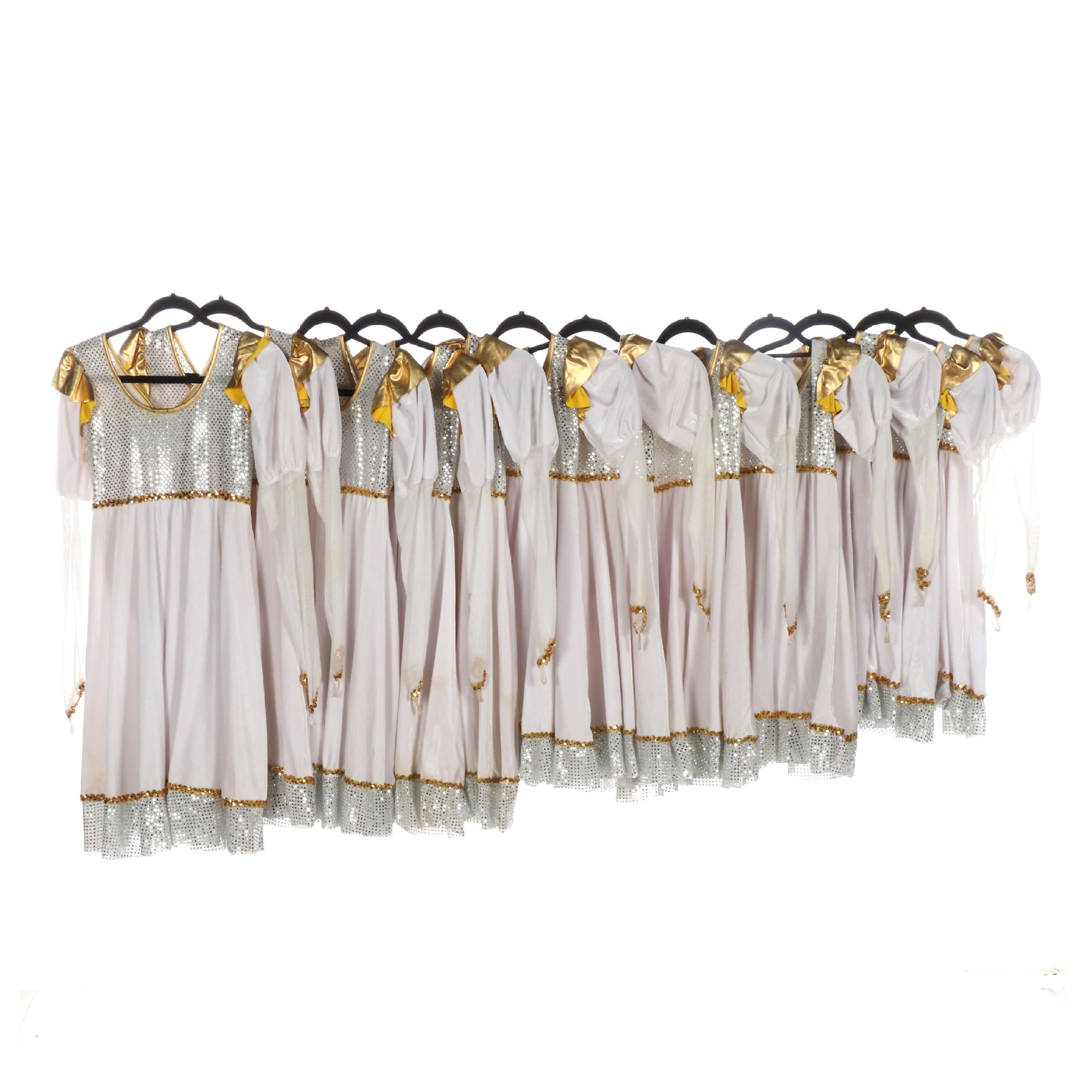 Girls' White/Gold/Sequin Dance Costumes