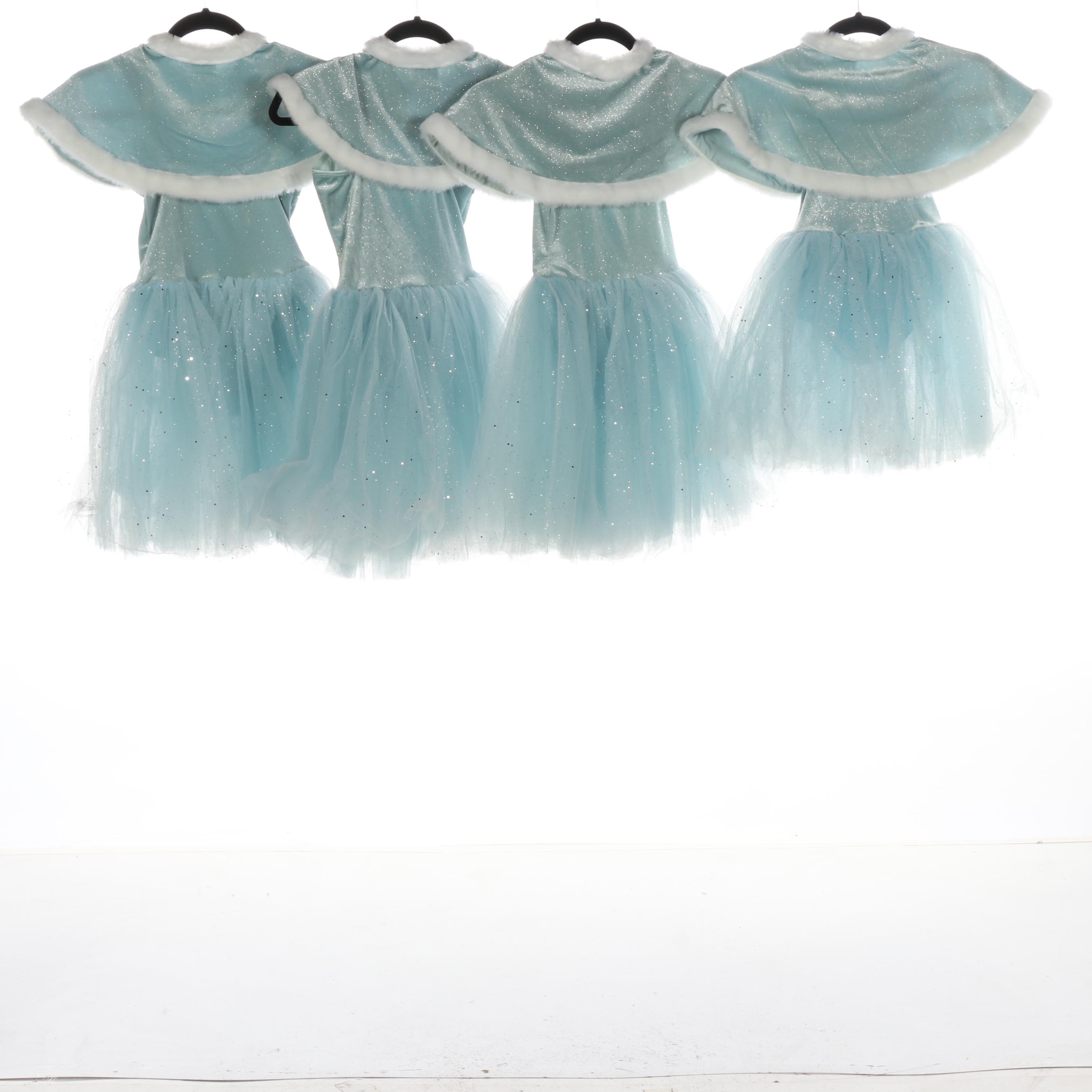 Girls' Ice Blue/Silver Dance Costumes with Faux Fur Trim