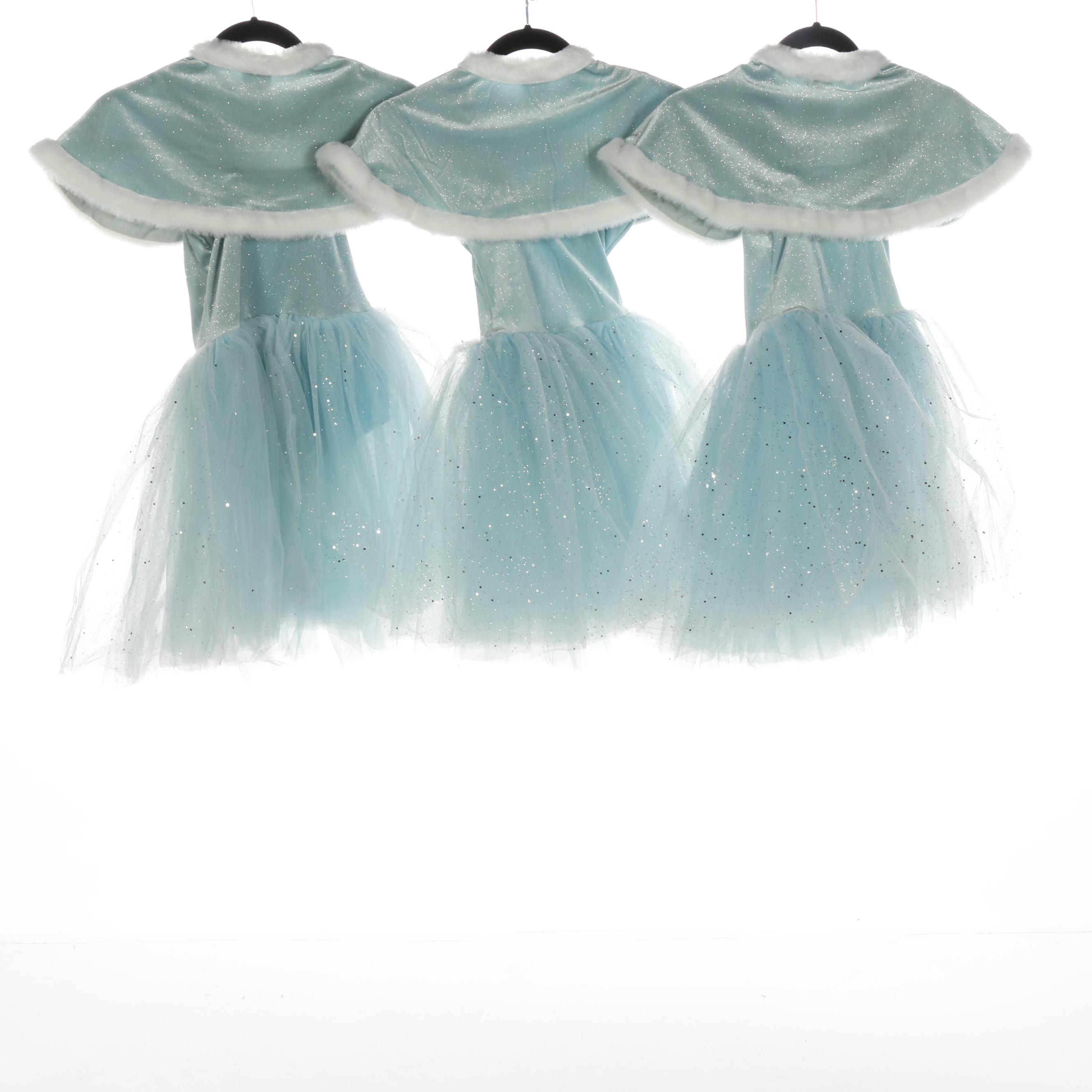 Girls' Ice Blue/Silver Dance Costumes with Faux Fur Trim