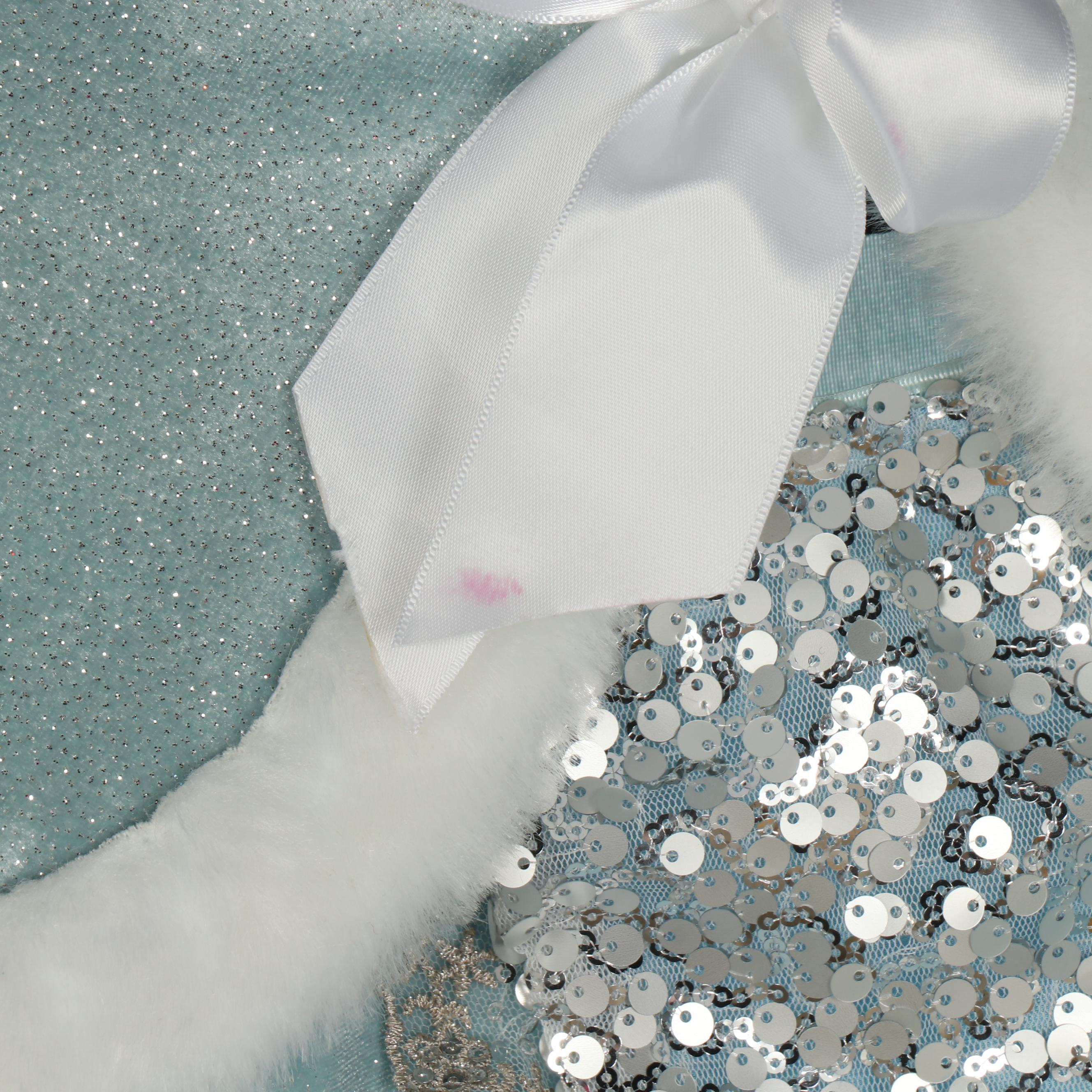 Girls' Ice Blue/Silver Dance Costumes with Faux Fur Trim