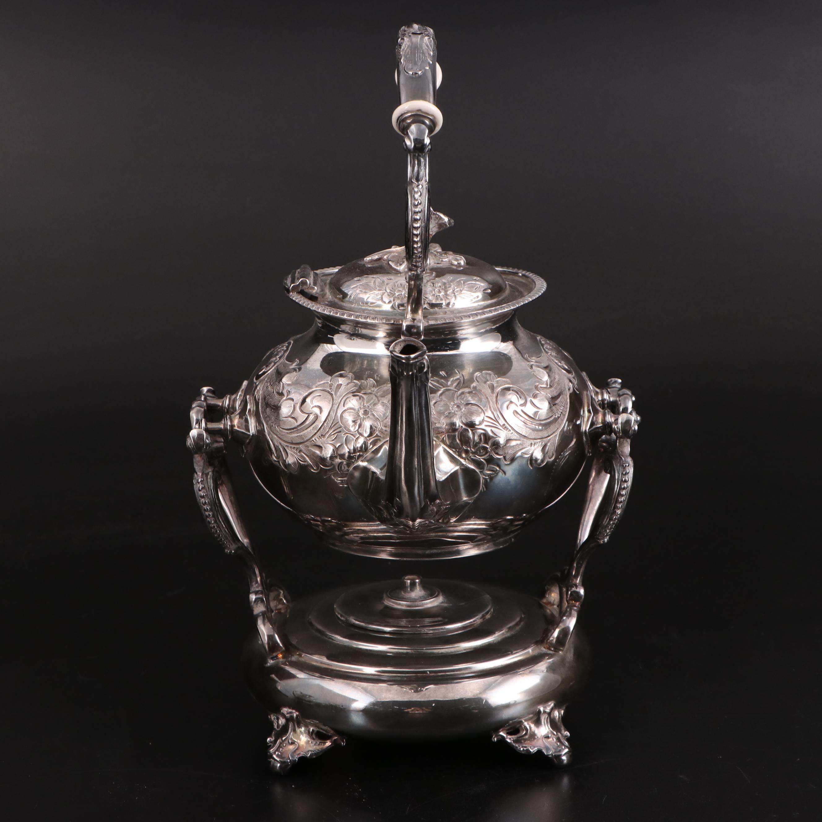 John Turton English Hand Chased Silver Plate Coffee and Tea Service