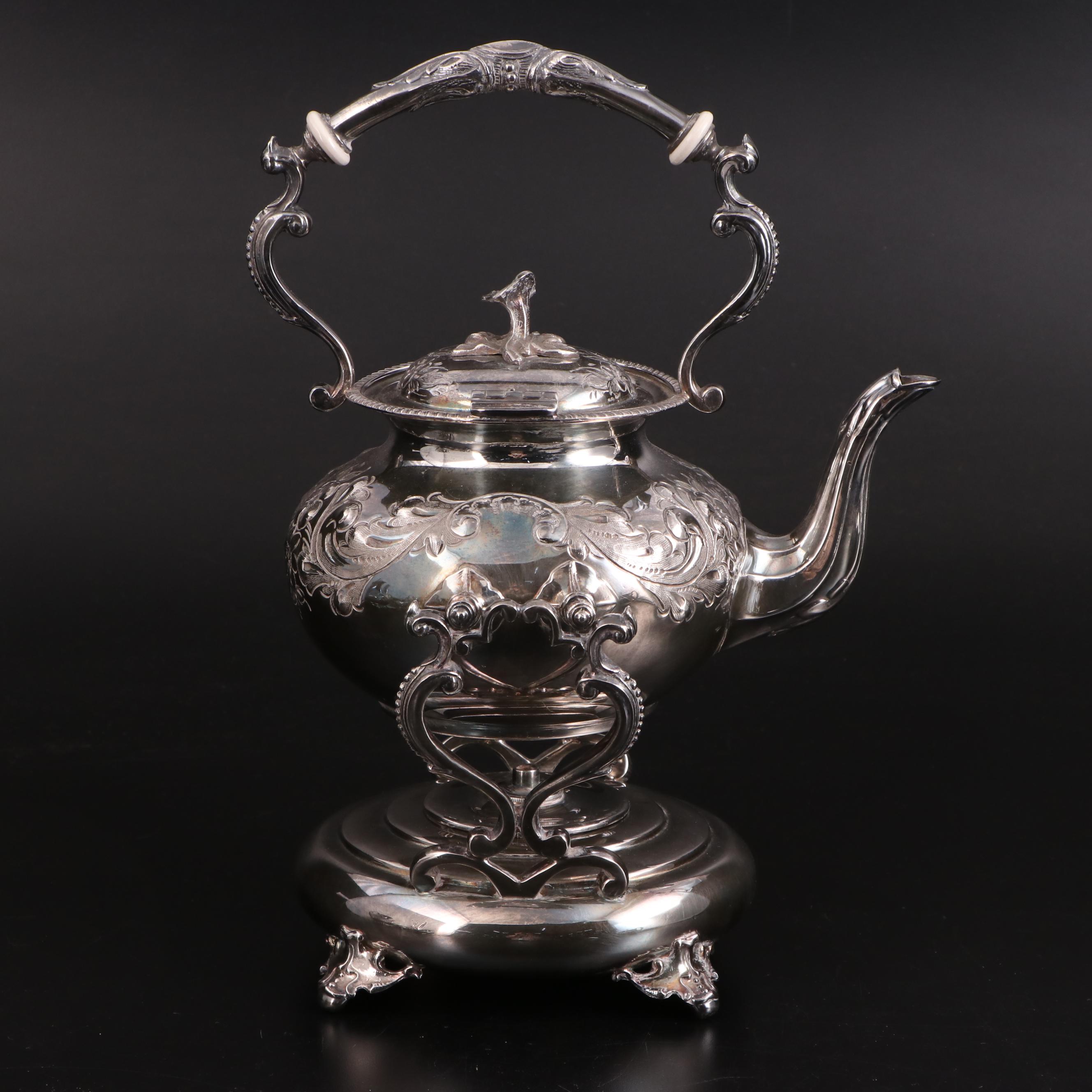 John Turton English Hand Chased Silver Plate Coffee and Tea Service