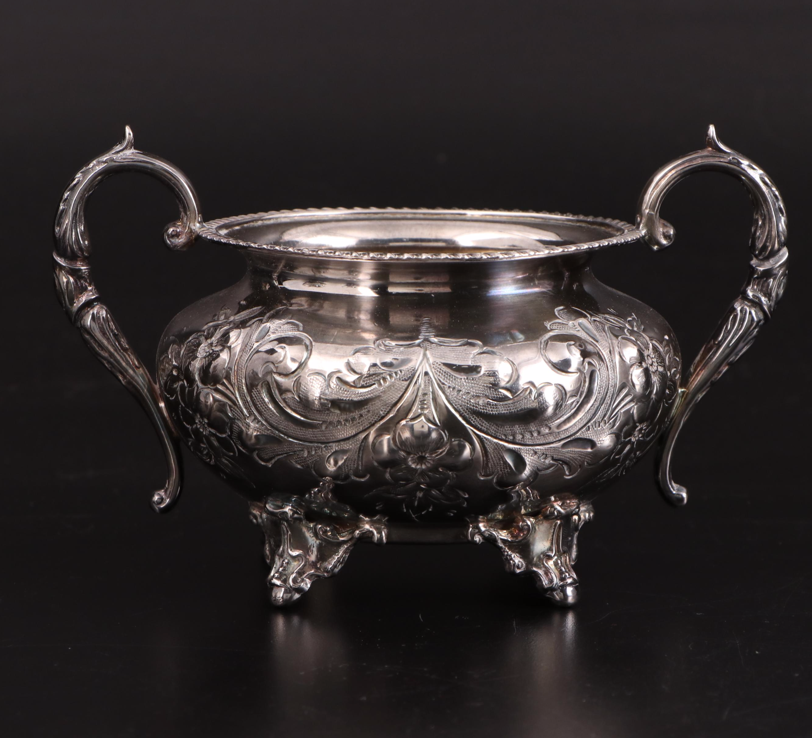 John Turton English Hand Chased Silver Plate Coffee and Tea Service