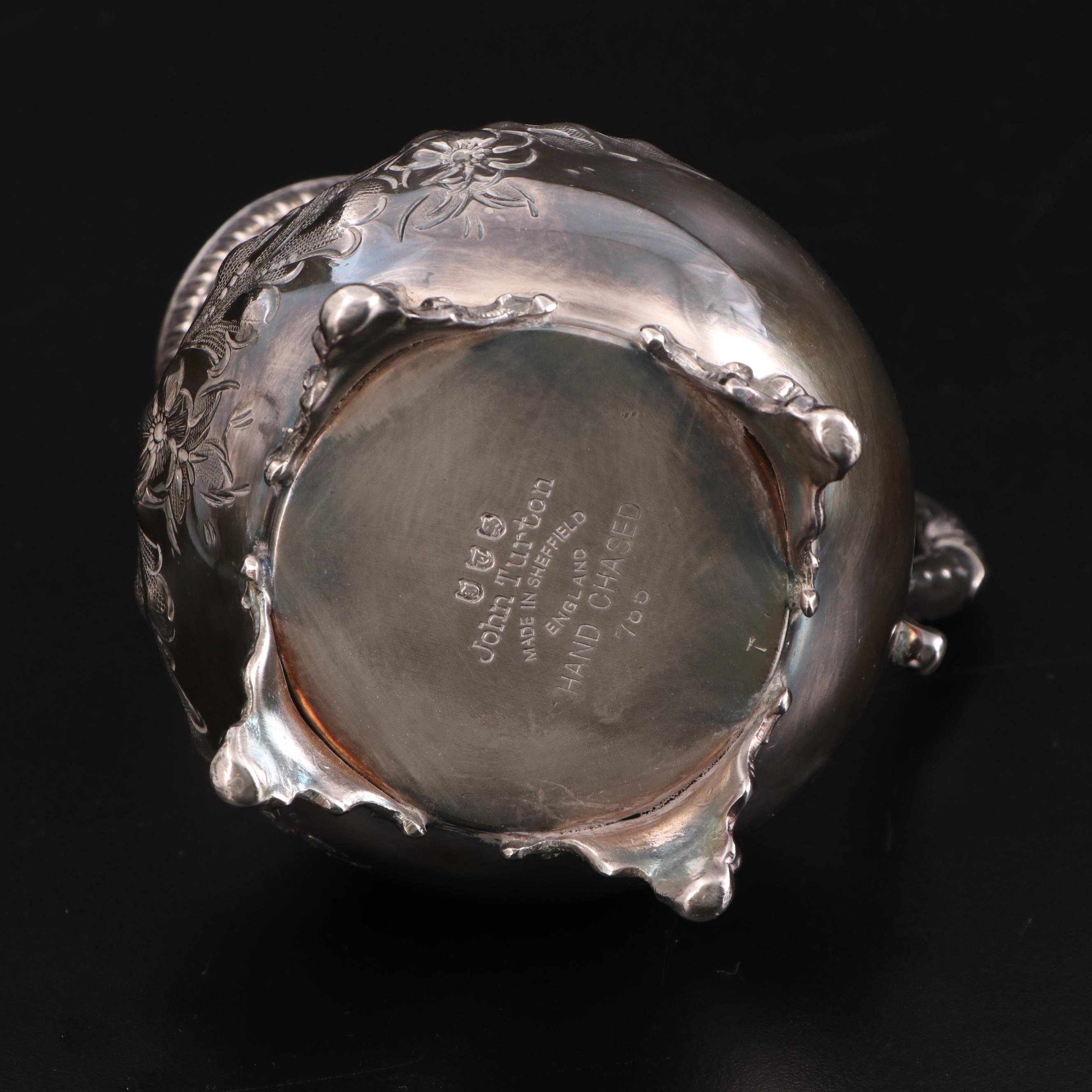 John Turton English Hand Chased Silver Plate Coffee and Tea Service