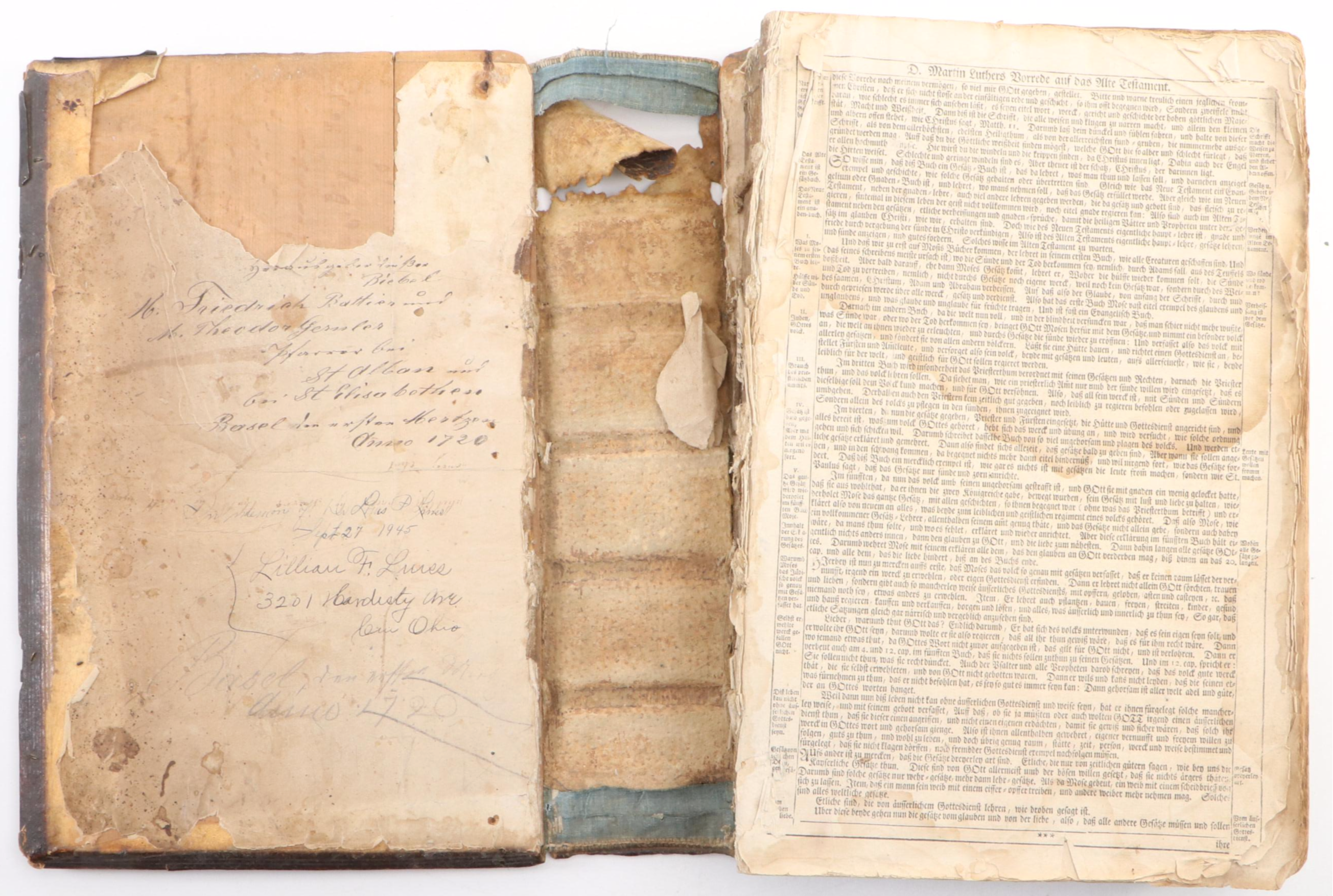 German Language Martin Luther Bible, circa 1720