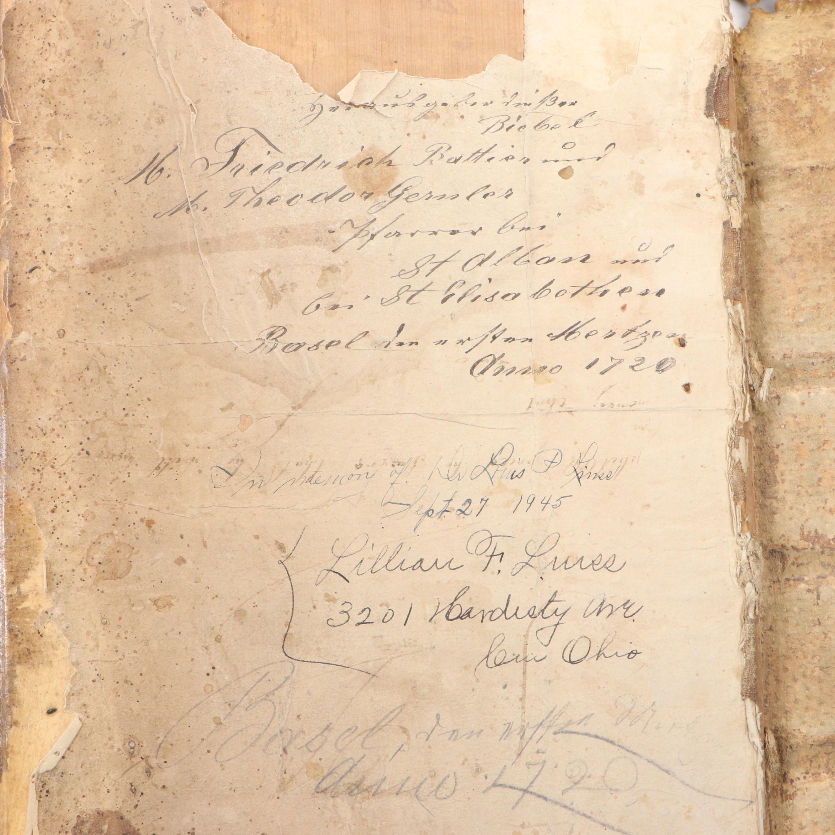 German Language Martin Luther Bible, circa 1720