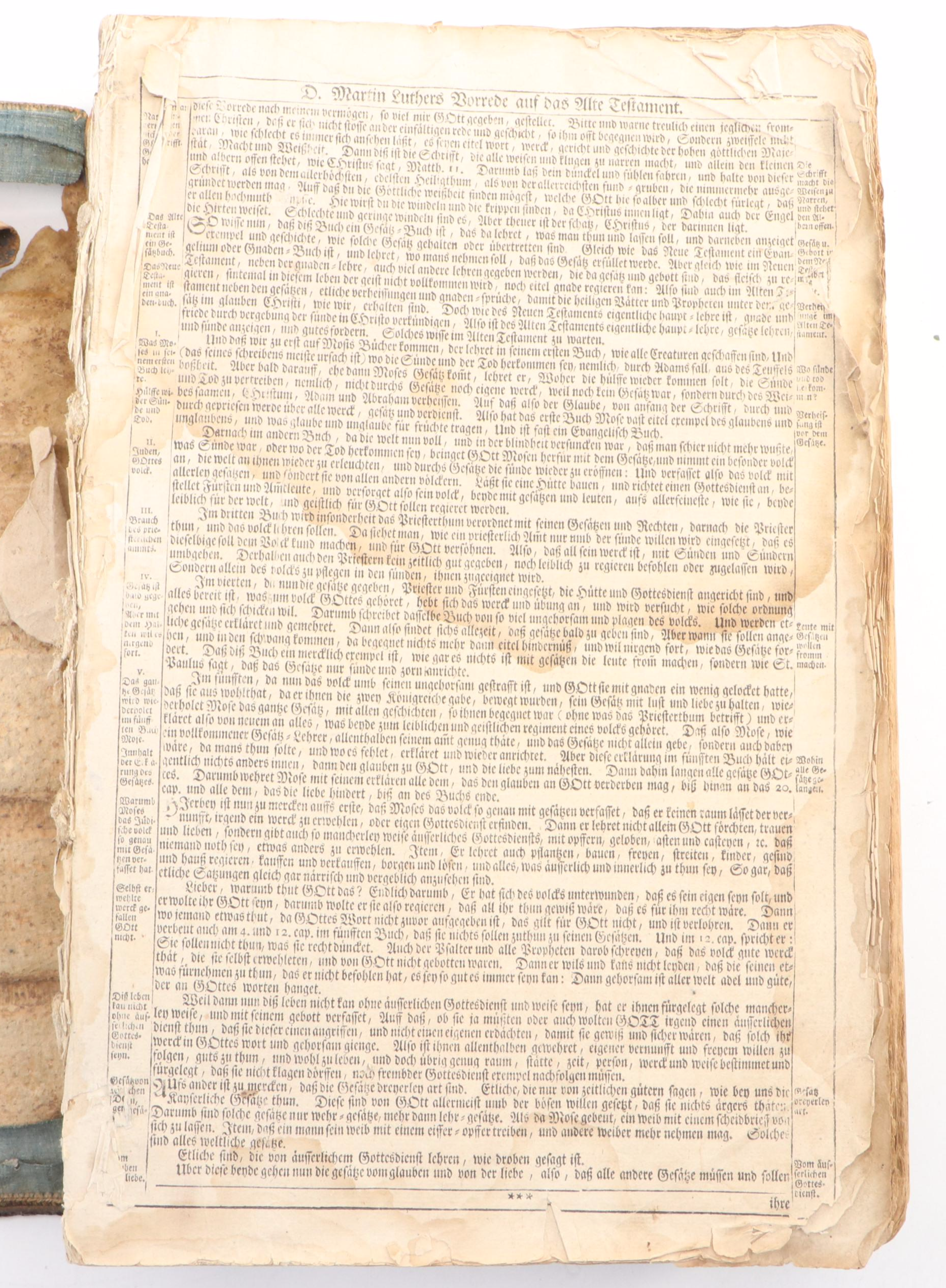 German Language Martin Luther Bible, circa 1720