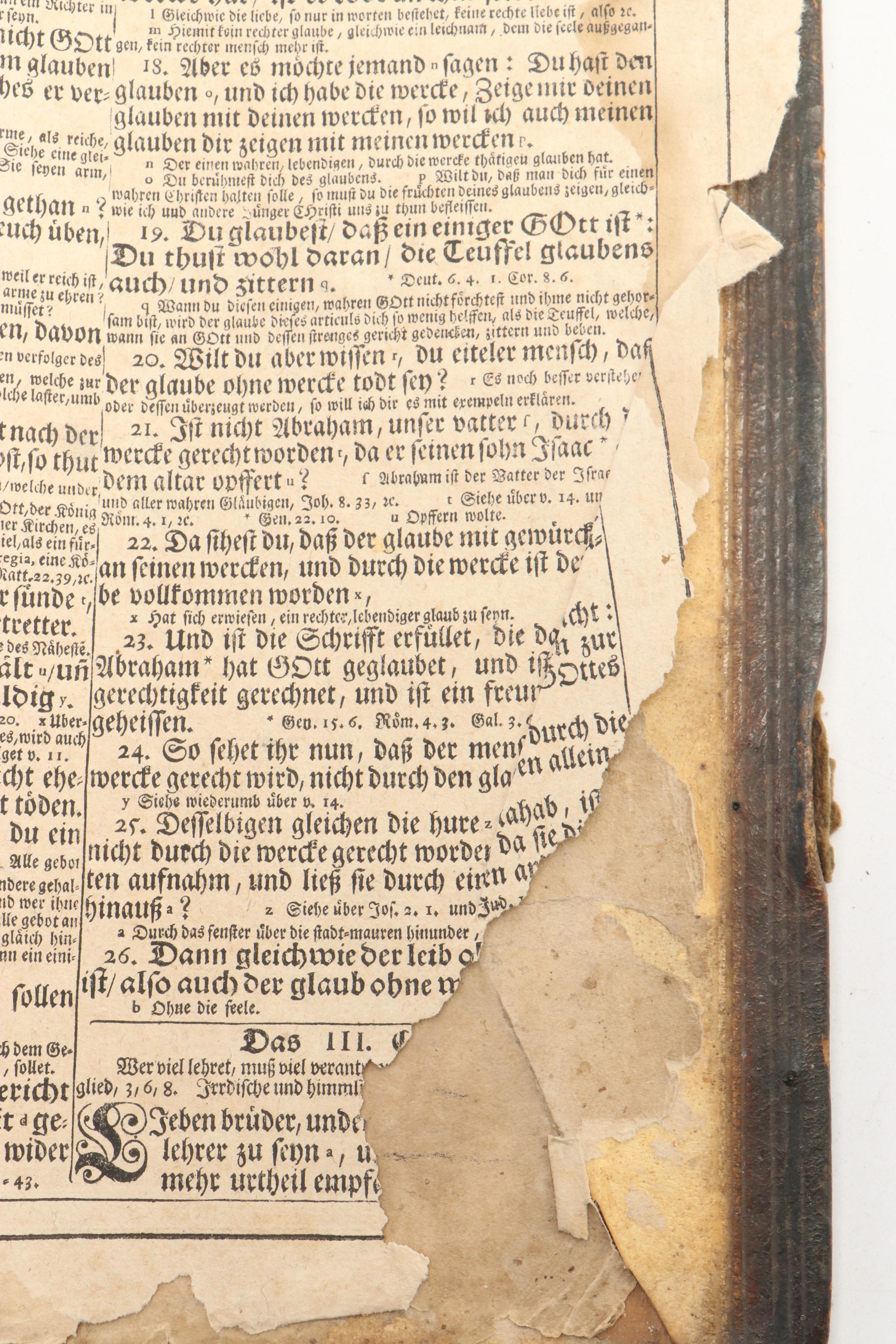 German Language Martin Luther Bible, circa 1720