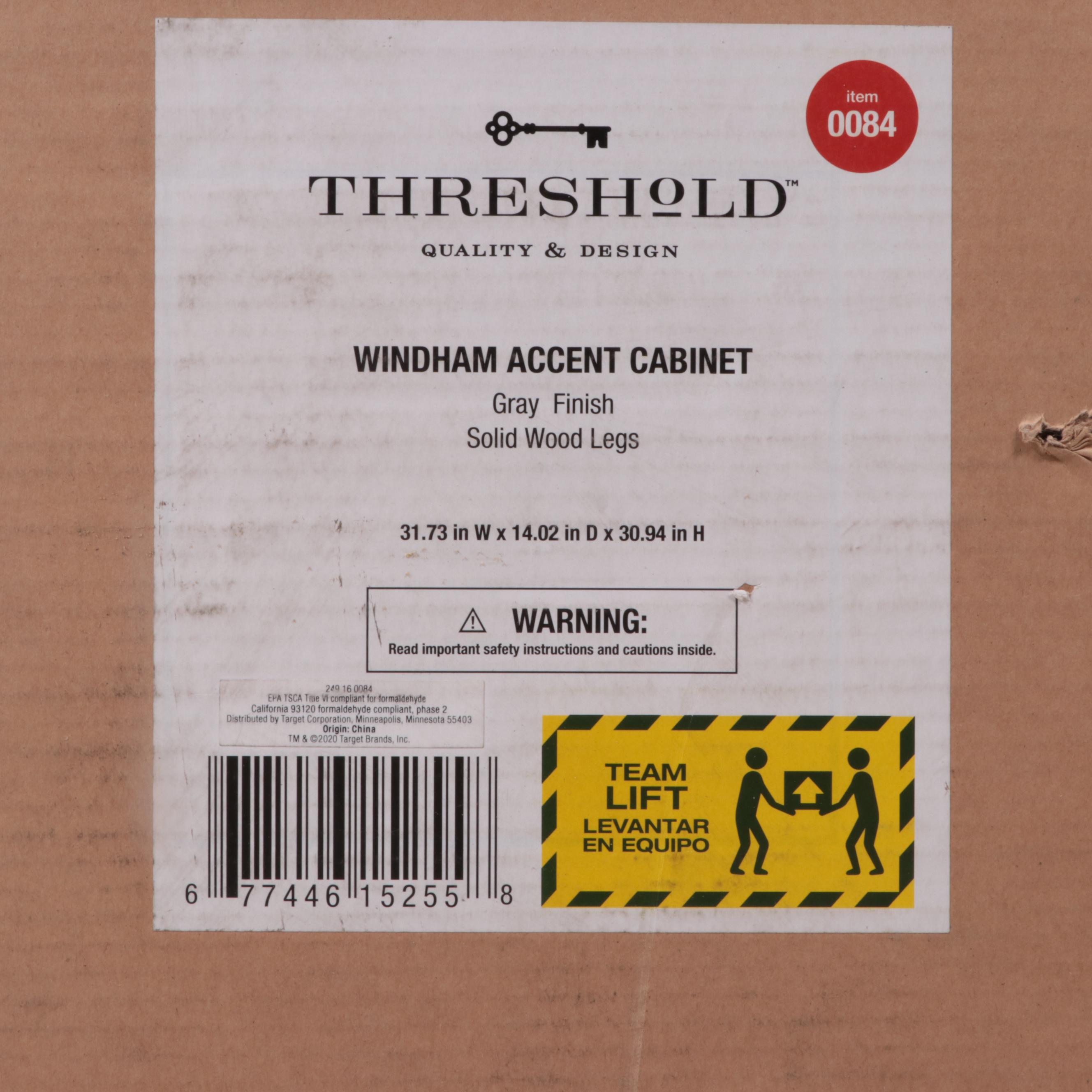 Threshold Windham Two-Door Accent Cabinet in Grey Finish