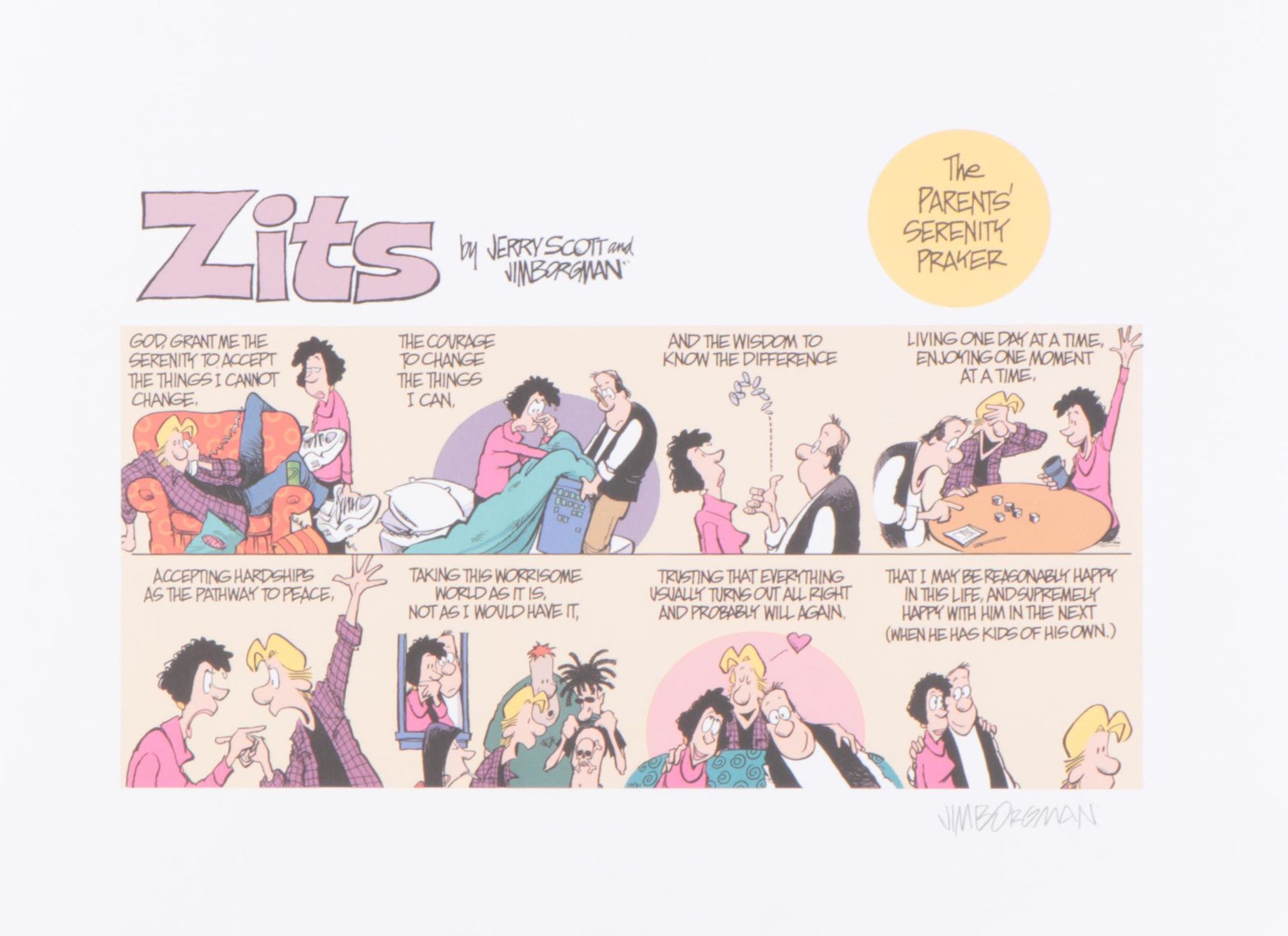 Jim Borgman Signed Offset Lithograph Comic "Zits"