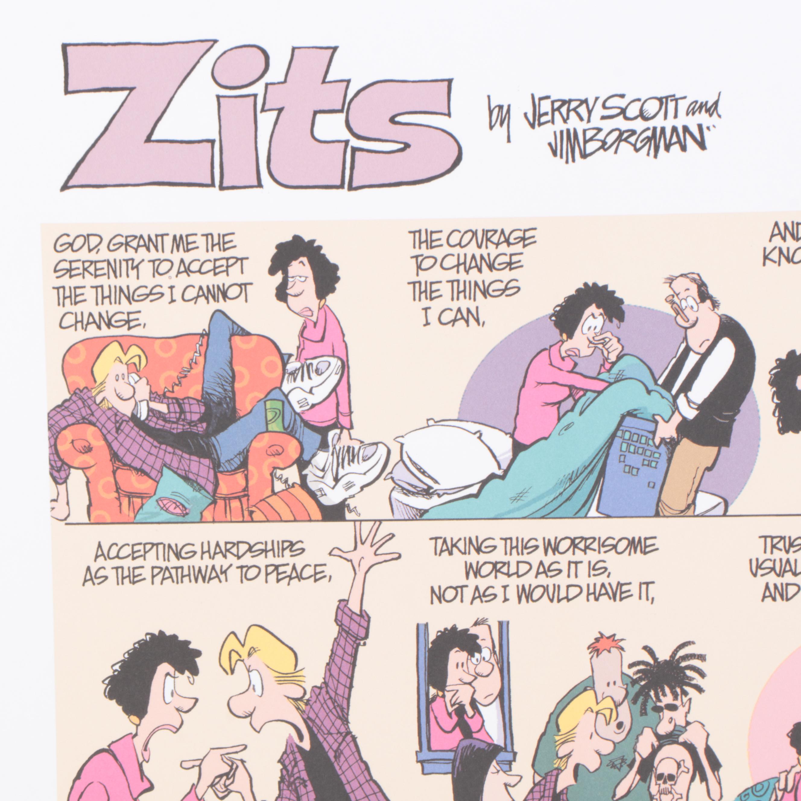 Jim Borgman Signed Offset Lithograph Comic "Zits"