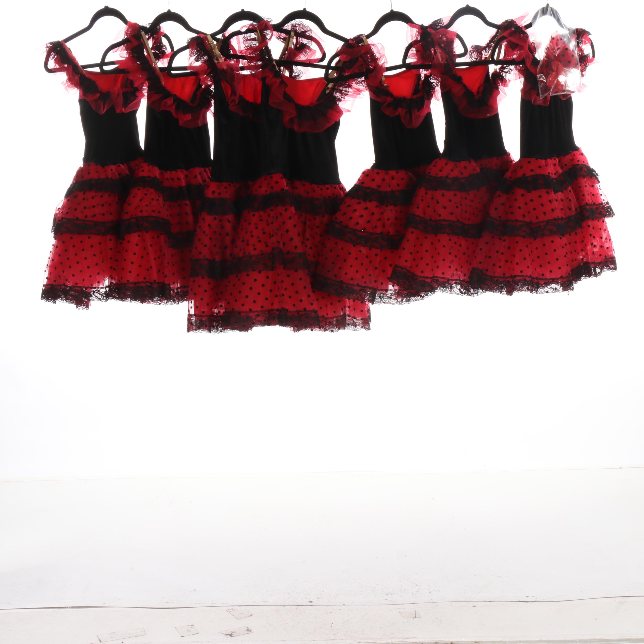 Girls' and Women's Red/Black and Blue/Gold Dance Costumes