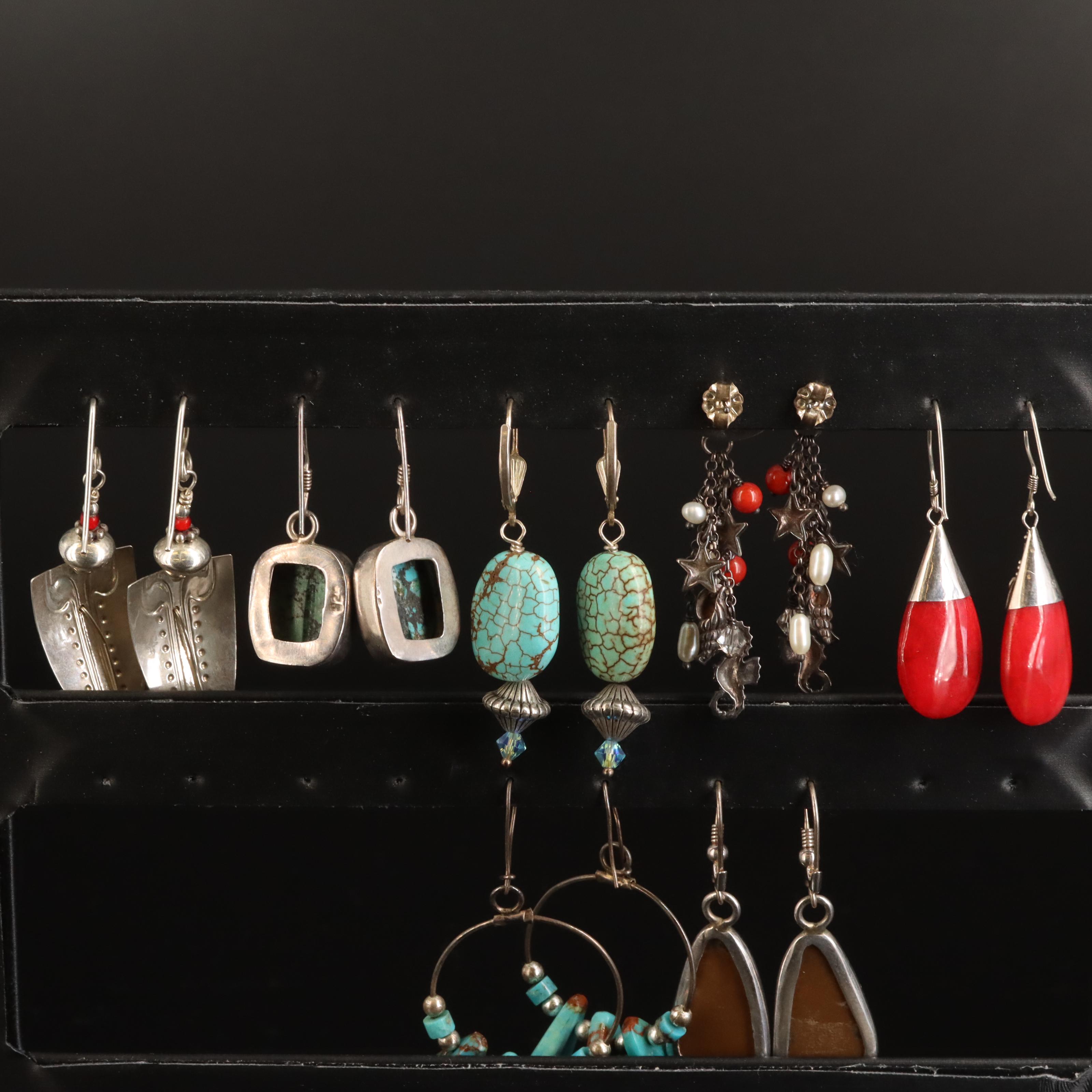 Southwestern Drop Earring Assortment with Coral and Magnesite
