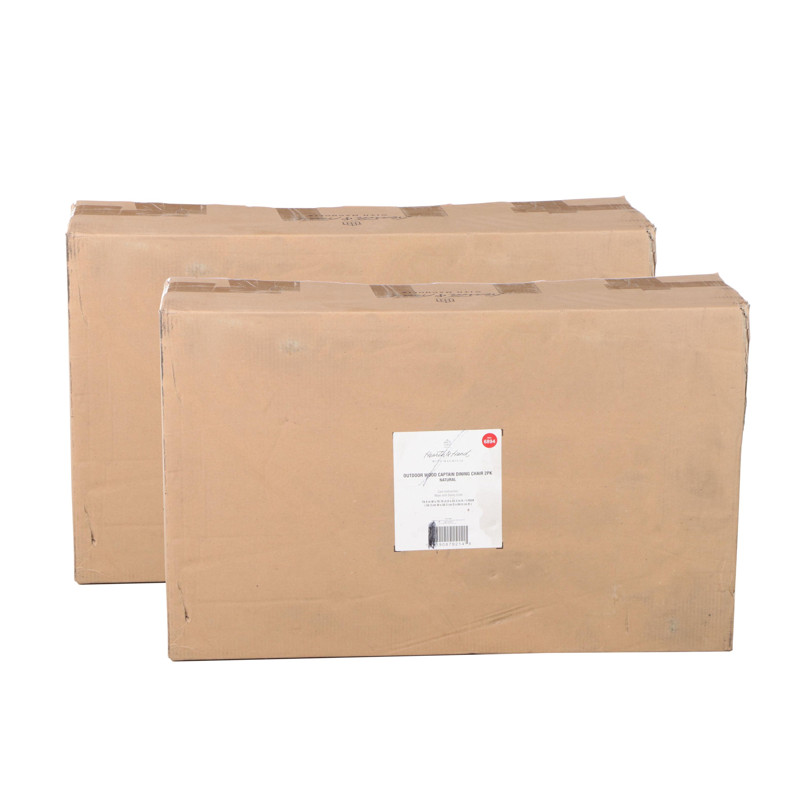 Four Hearth & Hand with Magnolia Outdoor Slat Wood Captain Dining Chairs