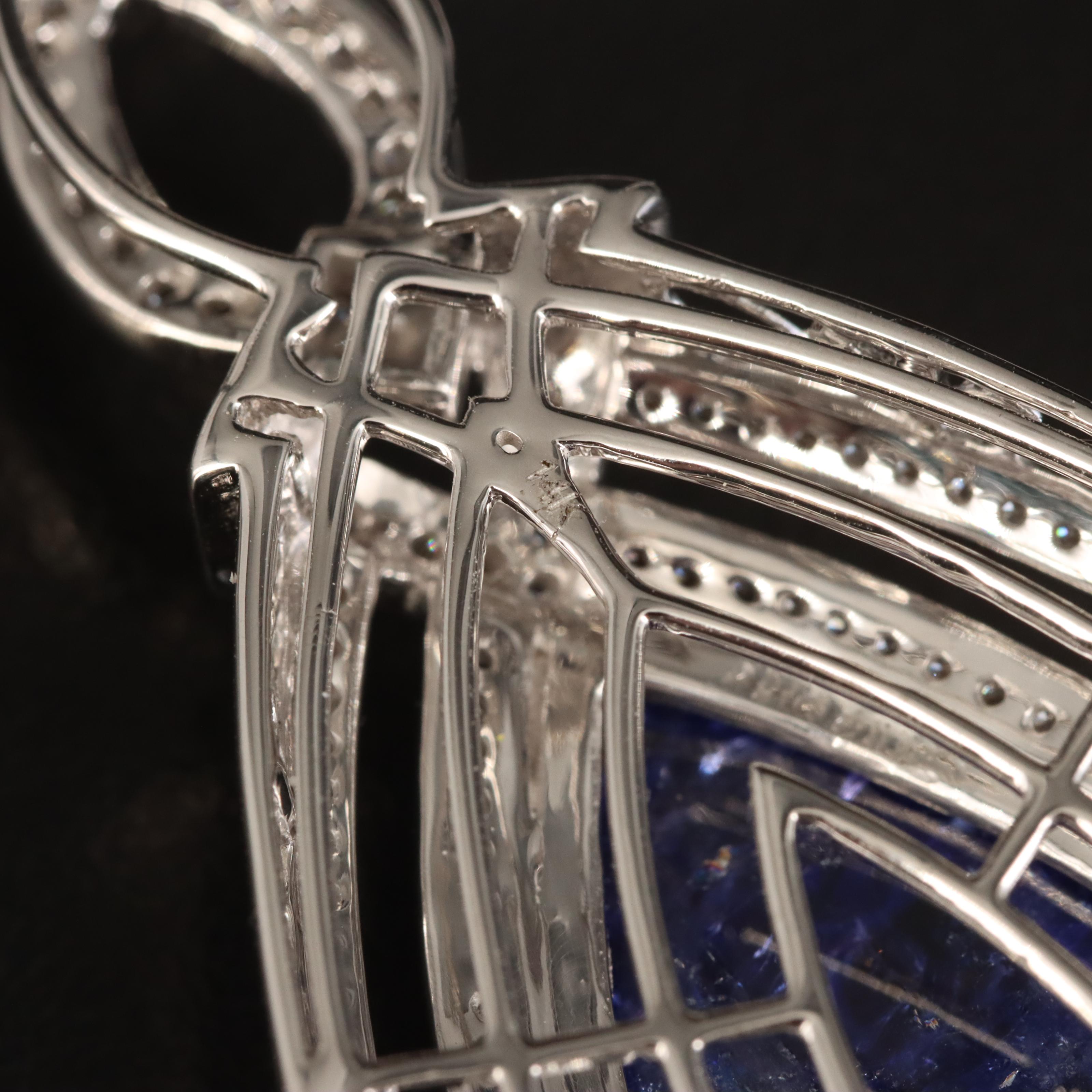 14K 27.33 CT Tanzanite and 1.92 CTW Diamond Pendant Necklace