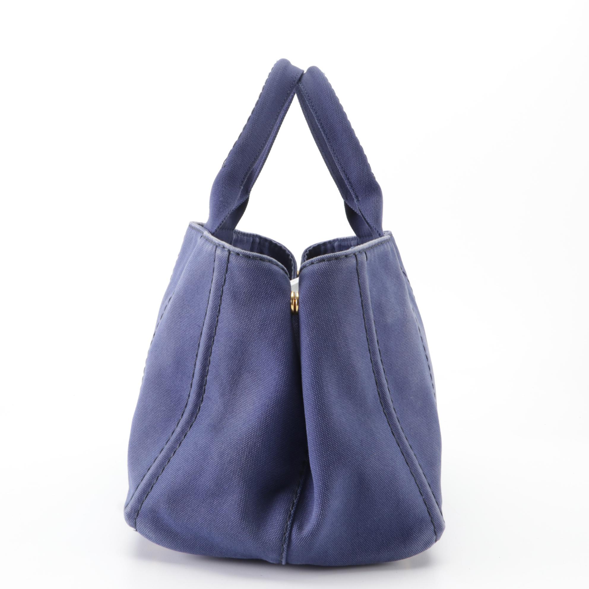 Prada Canapa Logo Large Tote Bag in Blue Canvas
