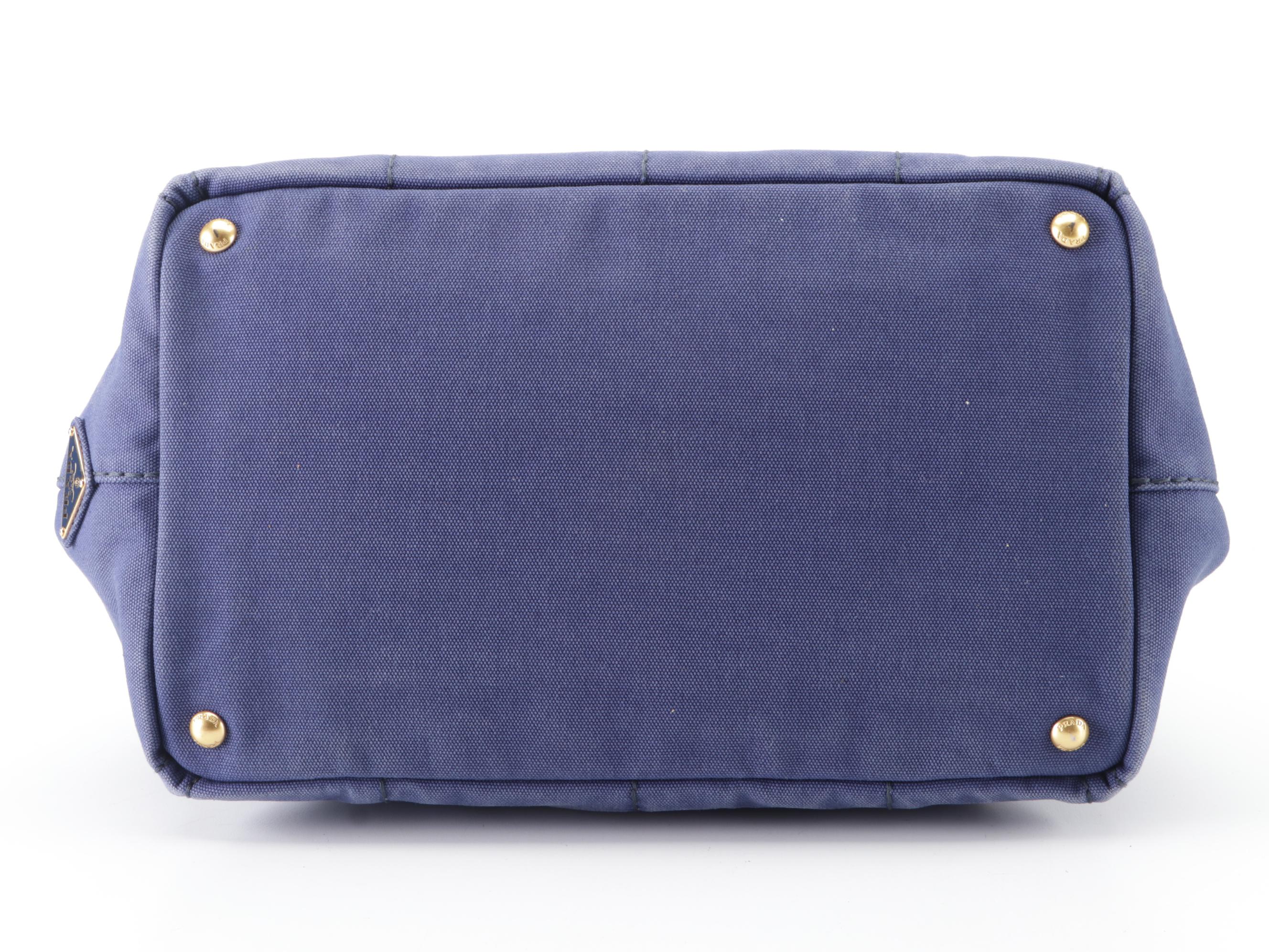 Prada Canapa Logo Large Tote Bag in Blue Canvas