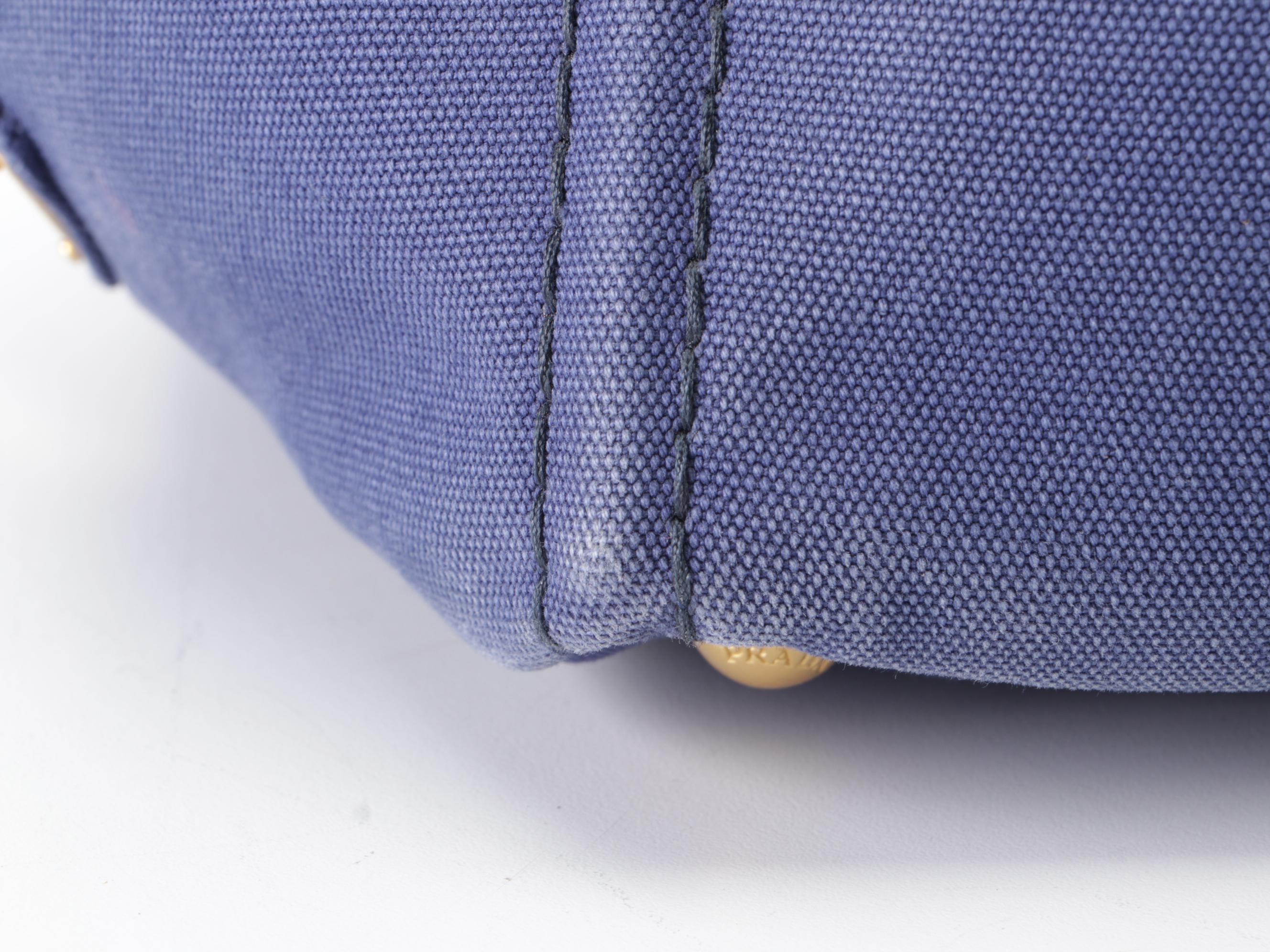 Prada Canapa Logo Large Tote Bag in Blue Canvas