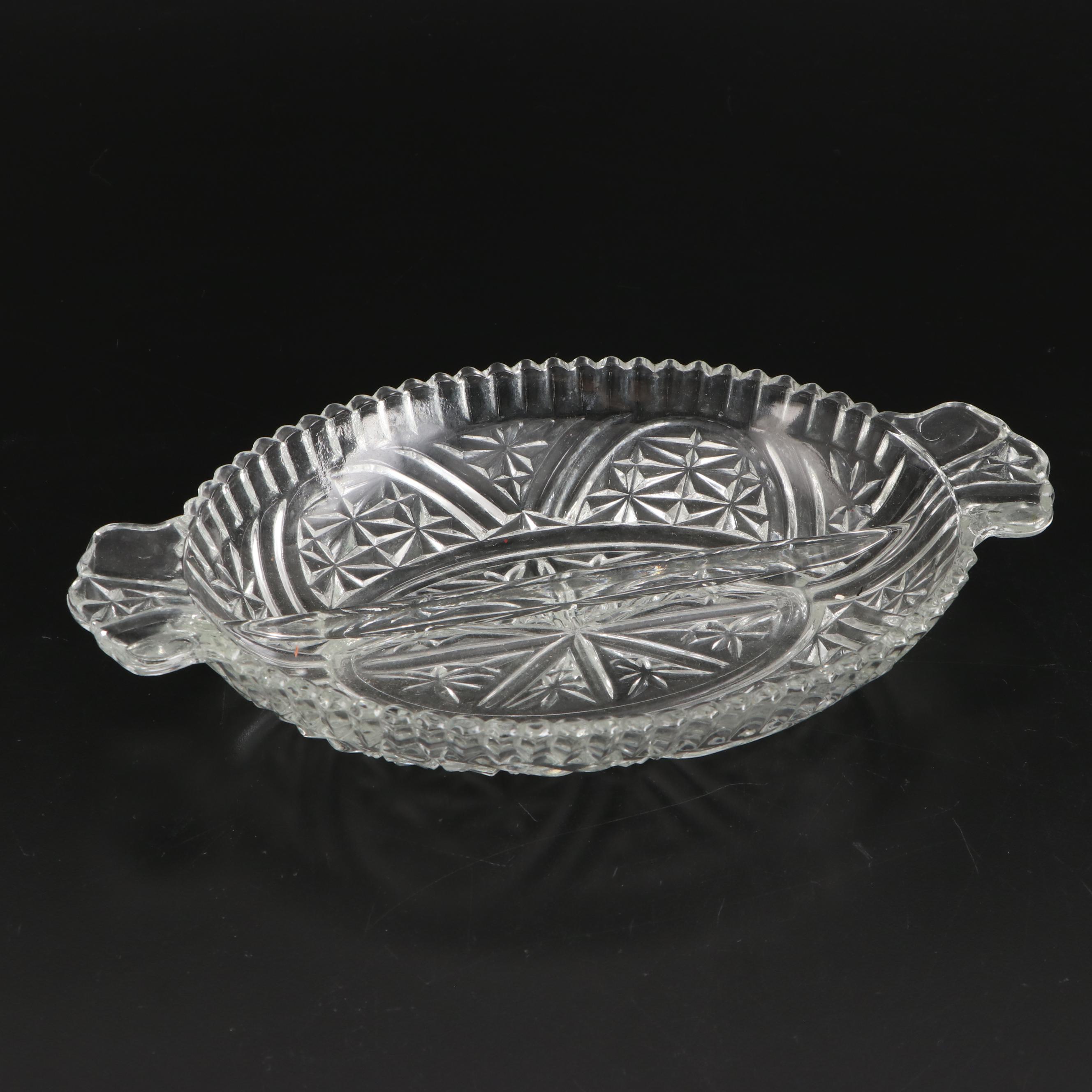 Anchor Hocking "Mayfair" Platter with Green Depression and Glass Tableware