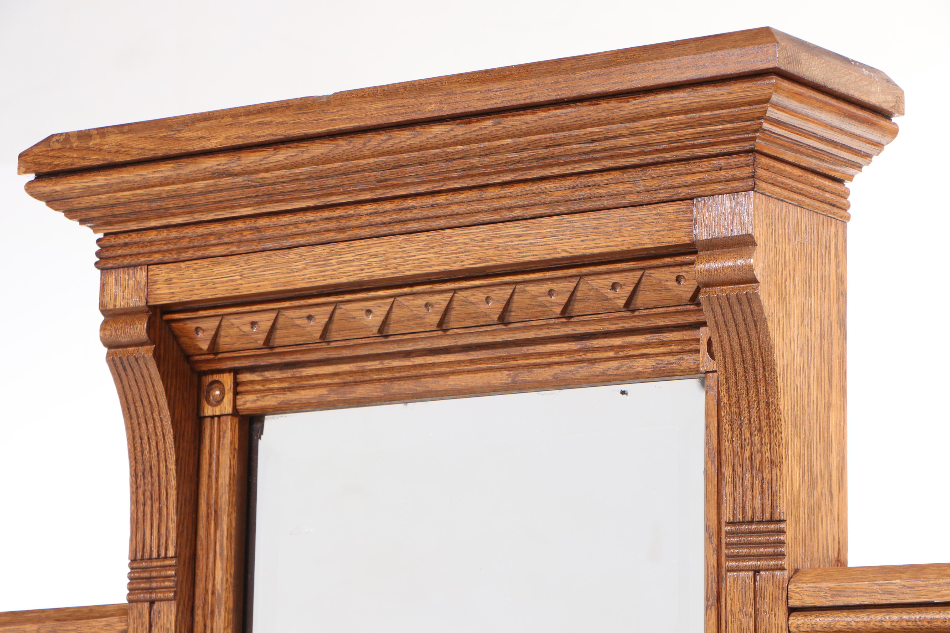 Late Victorian Carved Oak Hall Stand, circa 1900