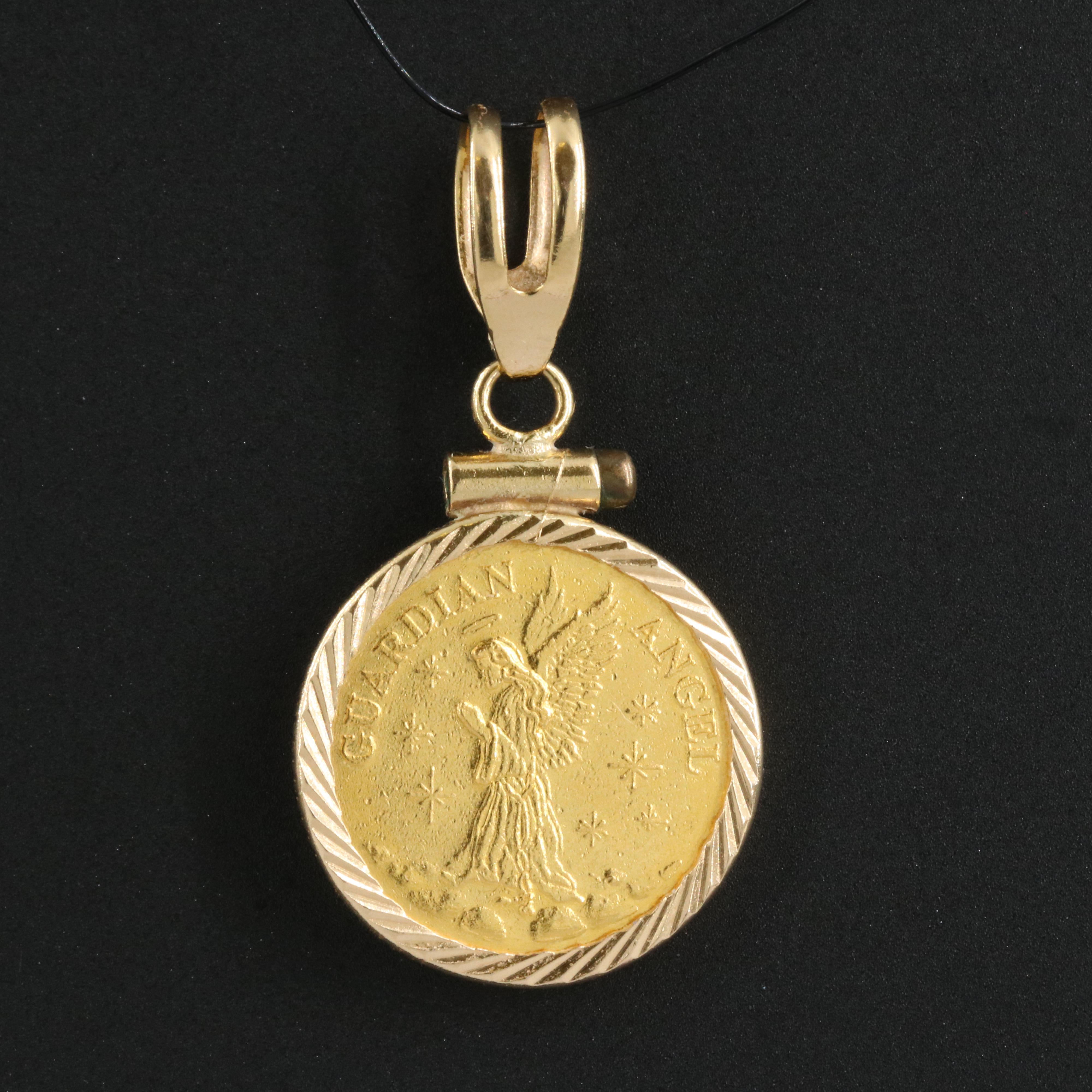 Guardian Angel 1/25 oz. Gold Coin in a 14K Gold Pendant