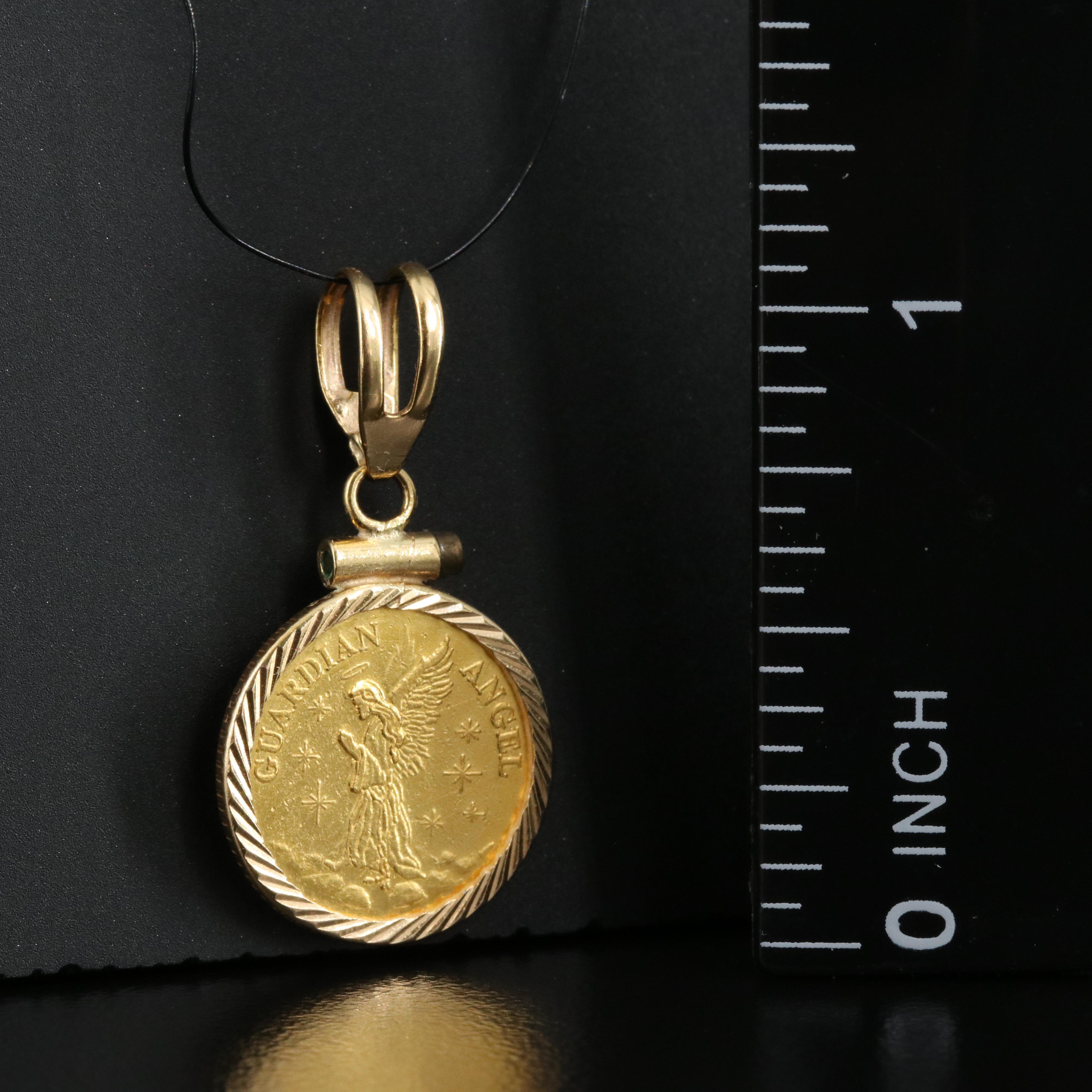 Guardian Angel 1/25 oz. Gold Coin in a 14K Gold Pendant
