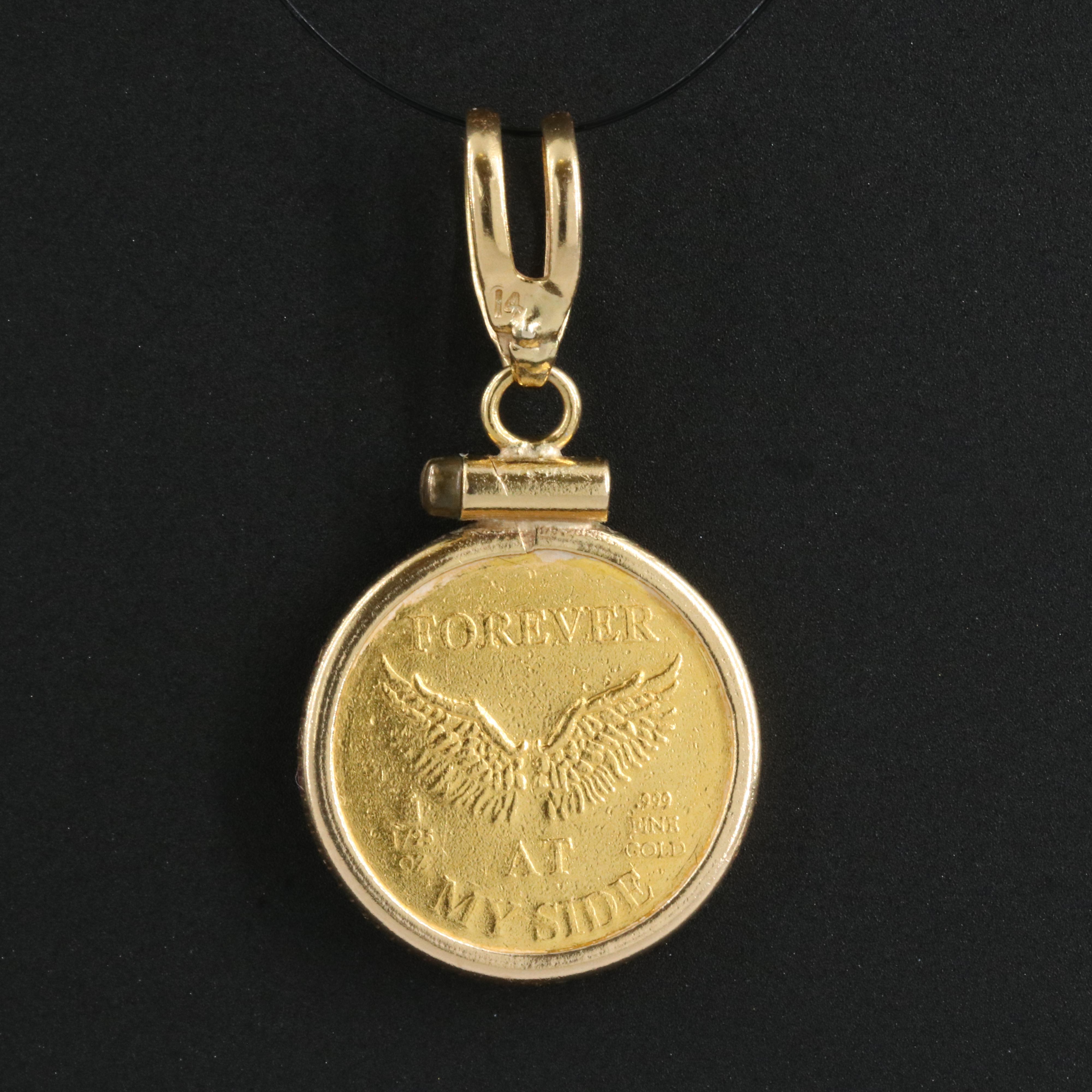 Guardian Angel 1/25 oz. Gold Coin in a 14K Gold Pendant