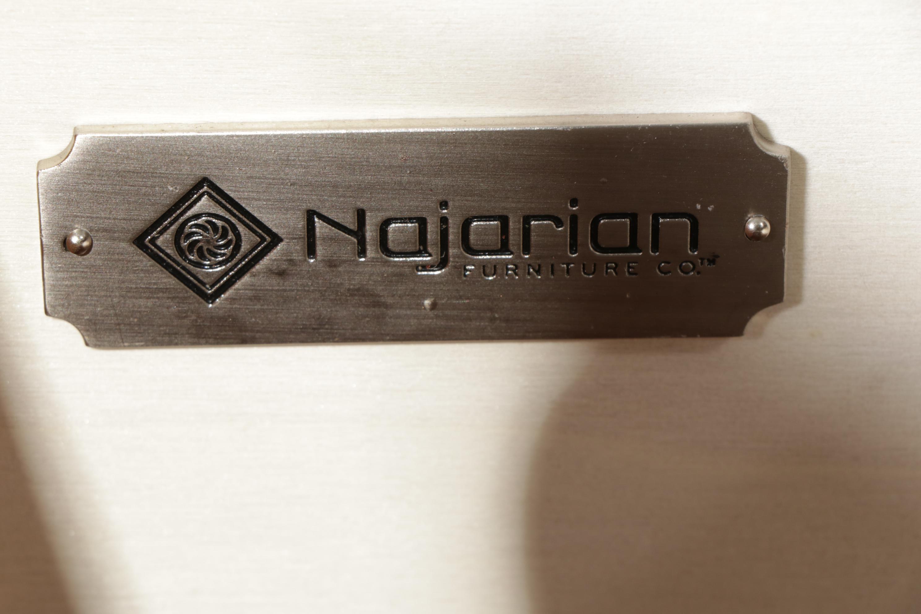 Najarian "Toronto" Pecan-Stained Queen Size Bed Frame with Two-Drawer Nightstand