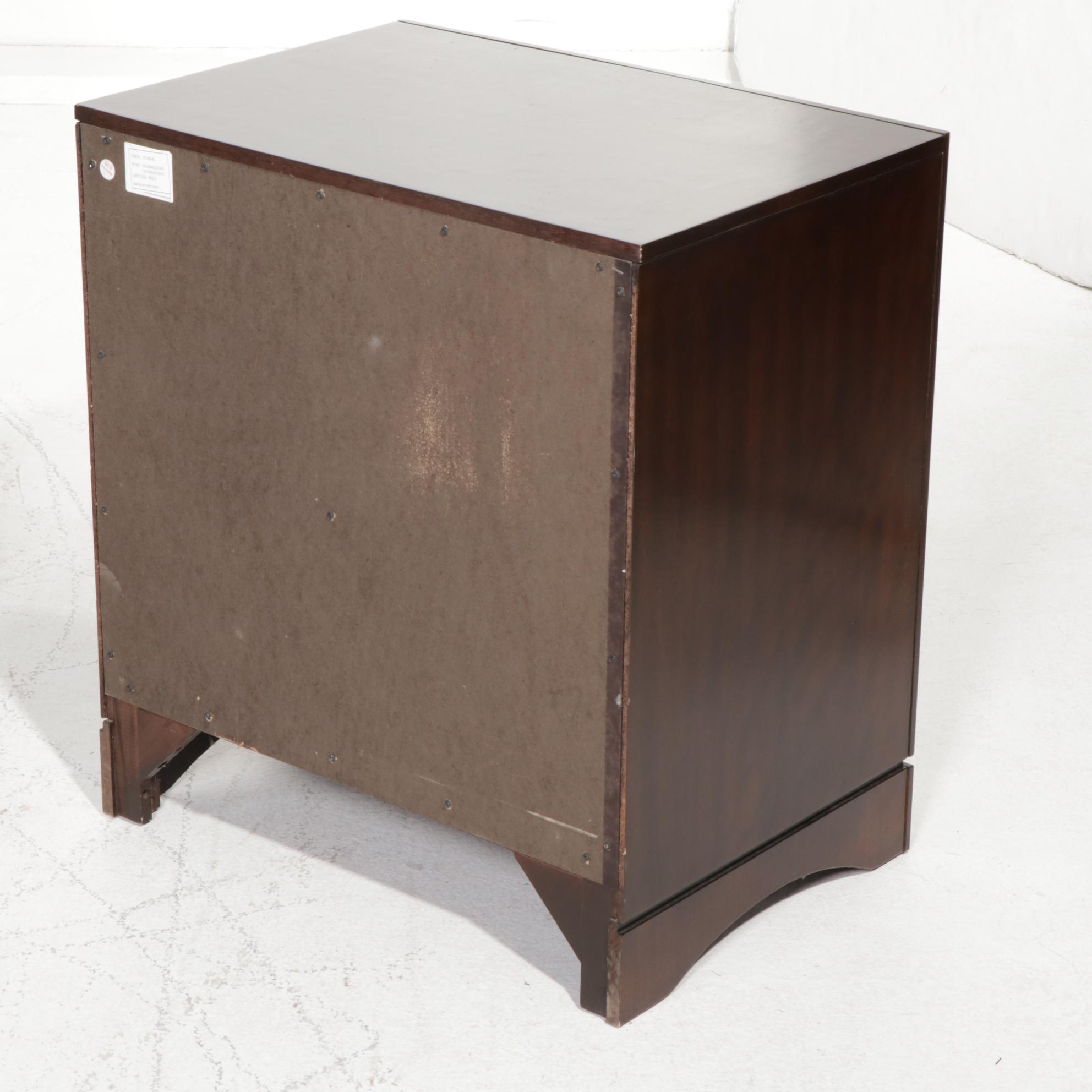 Najarian "Toronto" Pecan-Stained Queen Size Bed Frame with Two-Drawer Nightstand