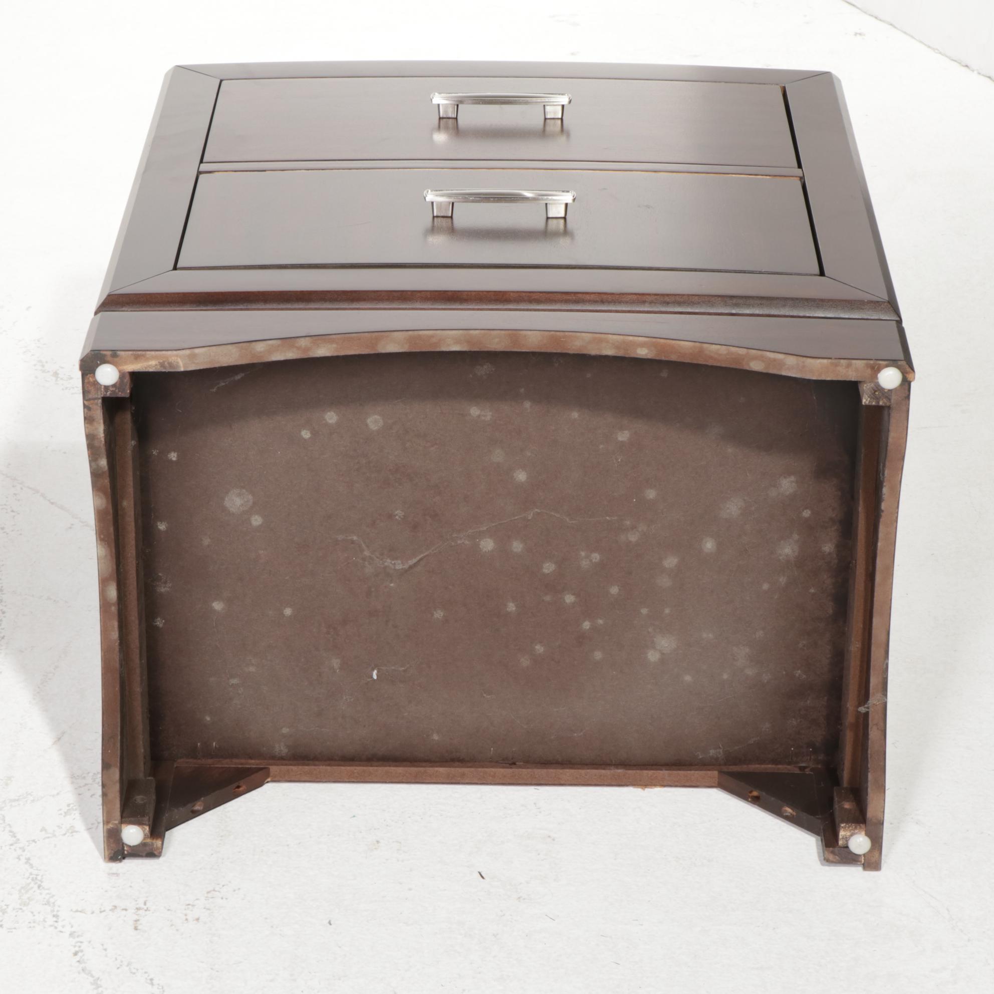 Najarian "Toronto" Pecan-Stained Queen Size Bed Frame with Two-Drawer Nightstand