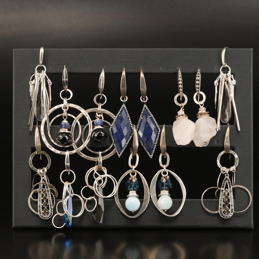 Sterling Earrings with Lapis Lazuli and Topaz