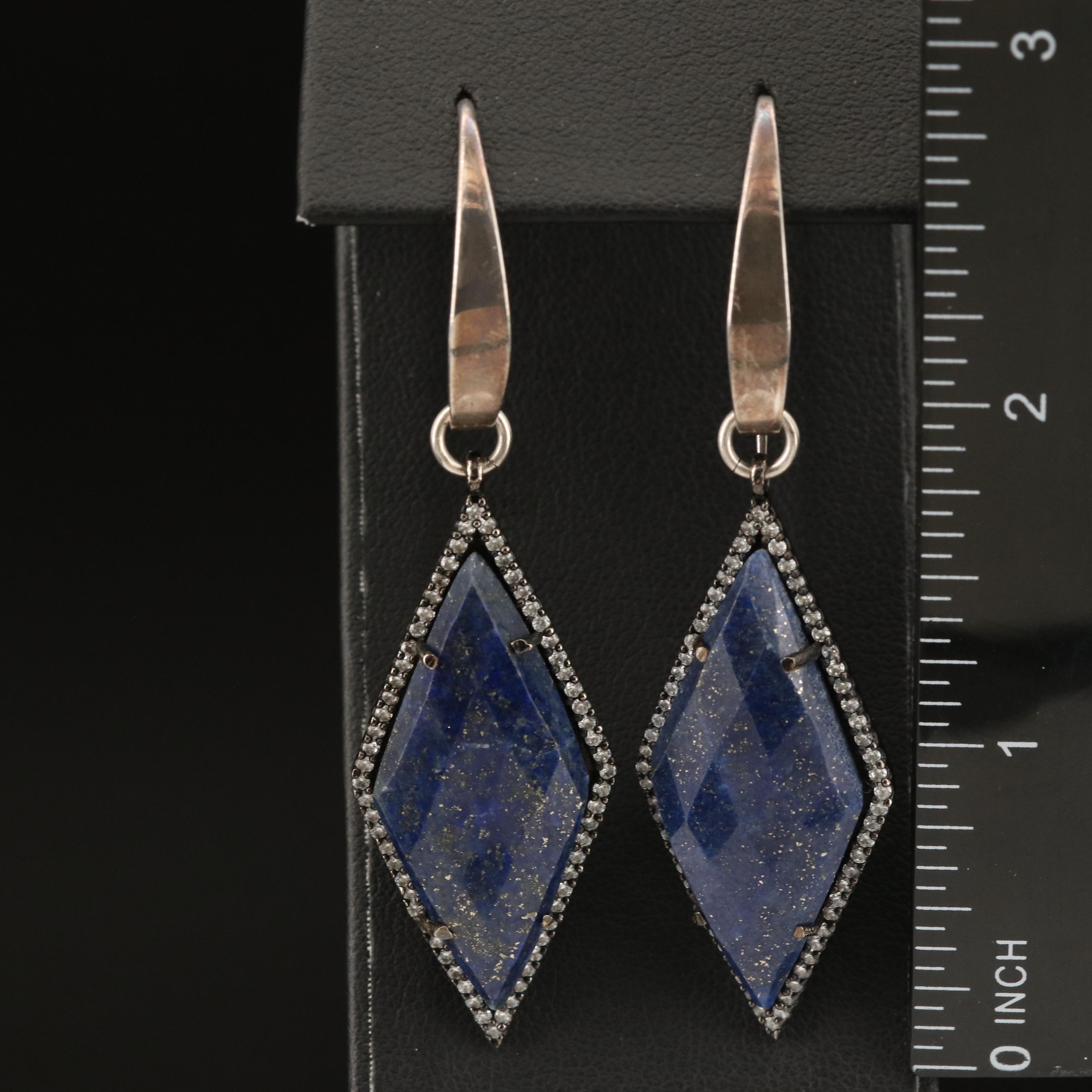 Sterling Earrings with Lapis Lazuli and Topaz