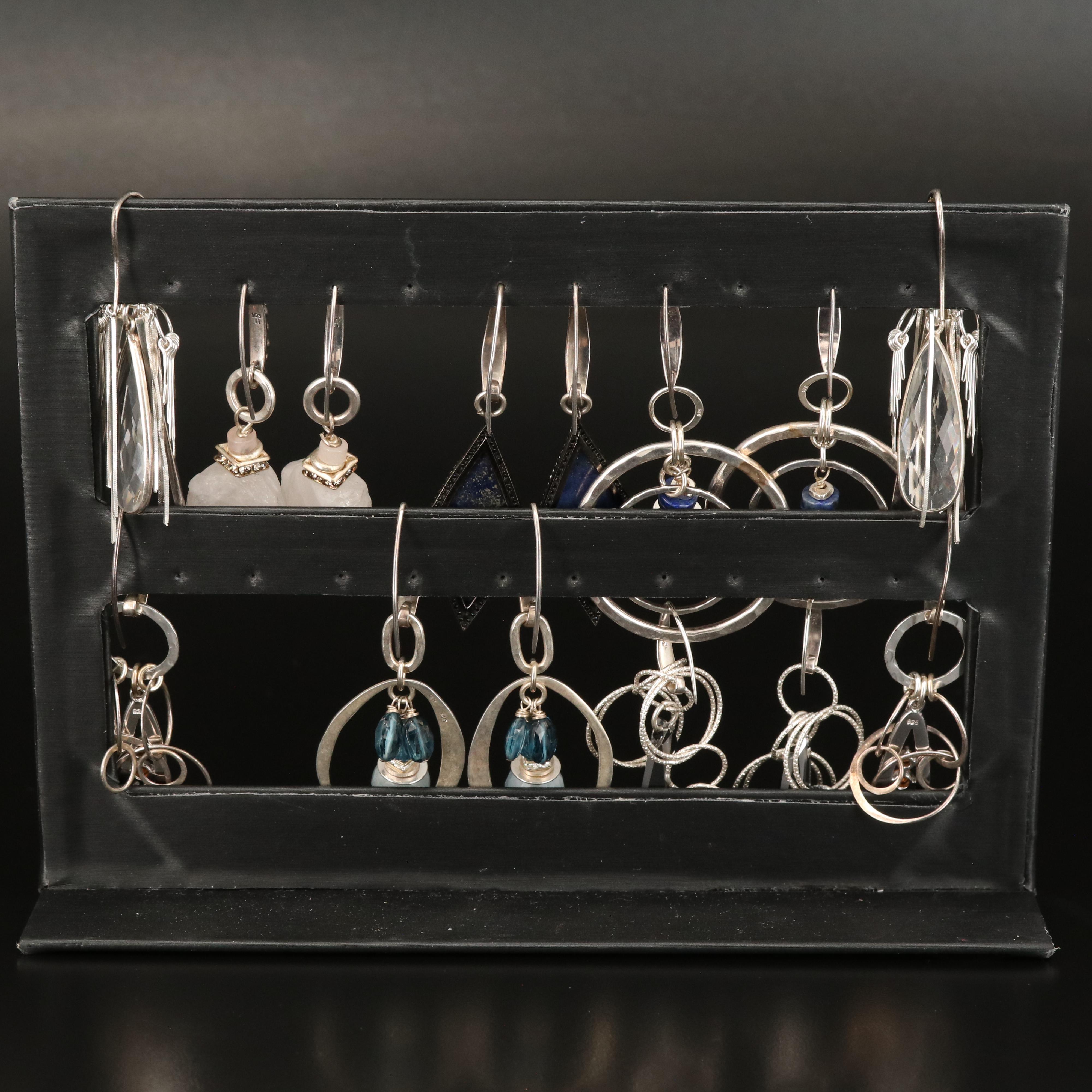 Sterling Earrings with Lapis Lazuli and Topaz
