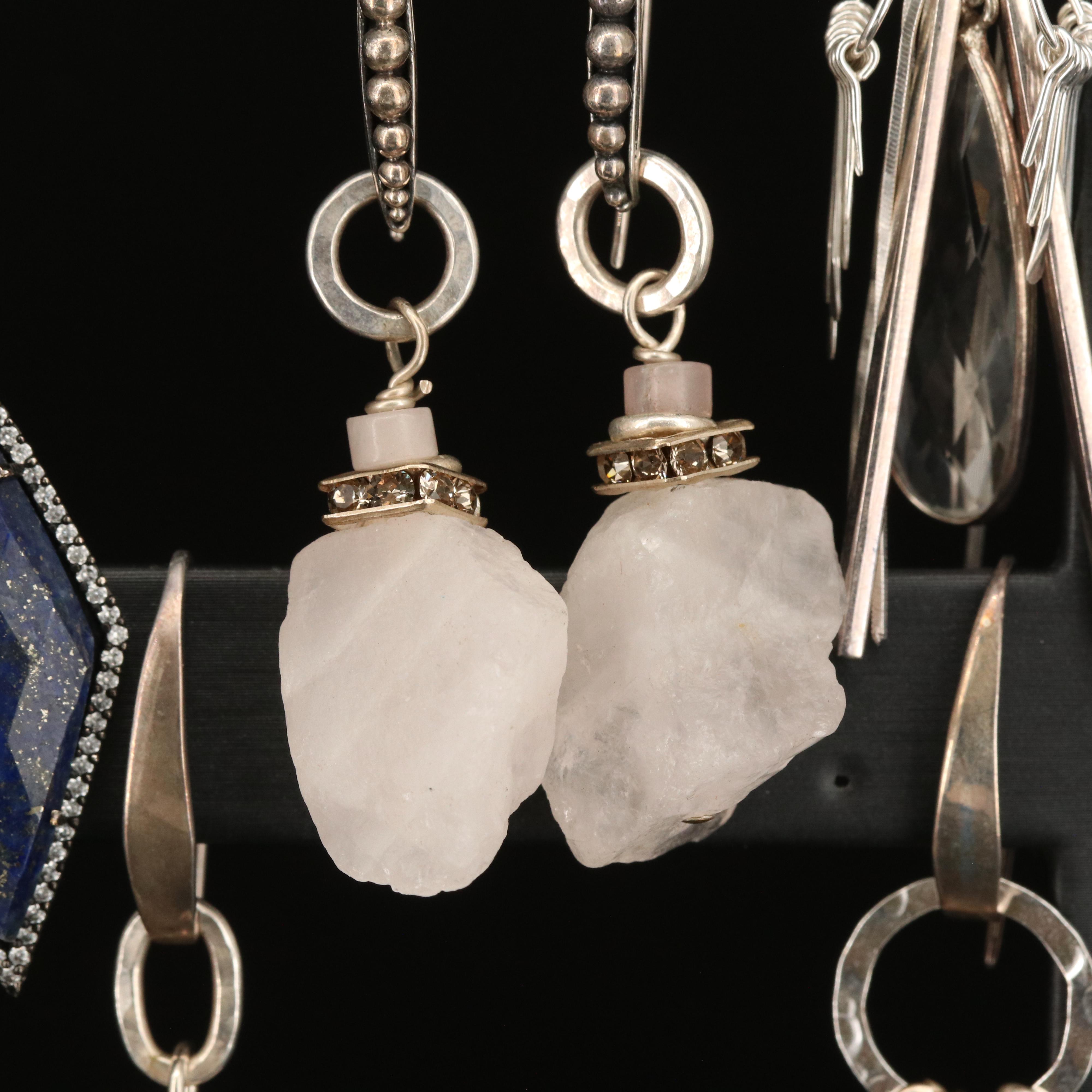 Sterling Earrings with Lapis Lazuli and Topaz