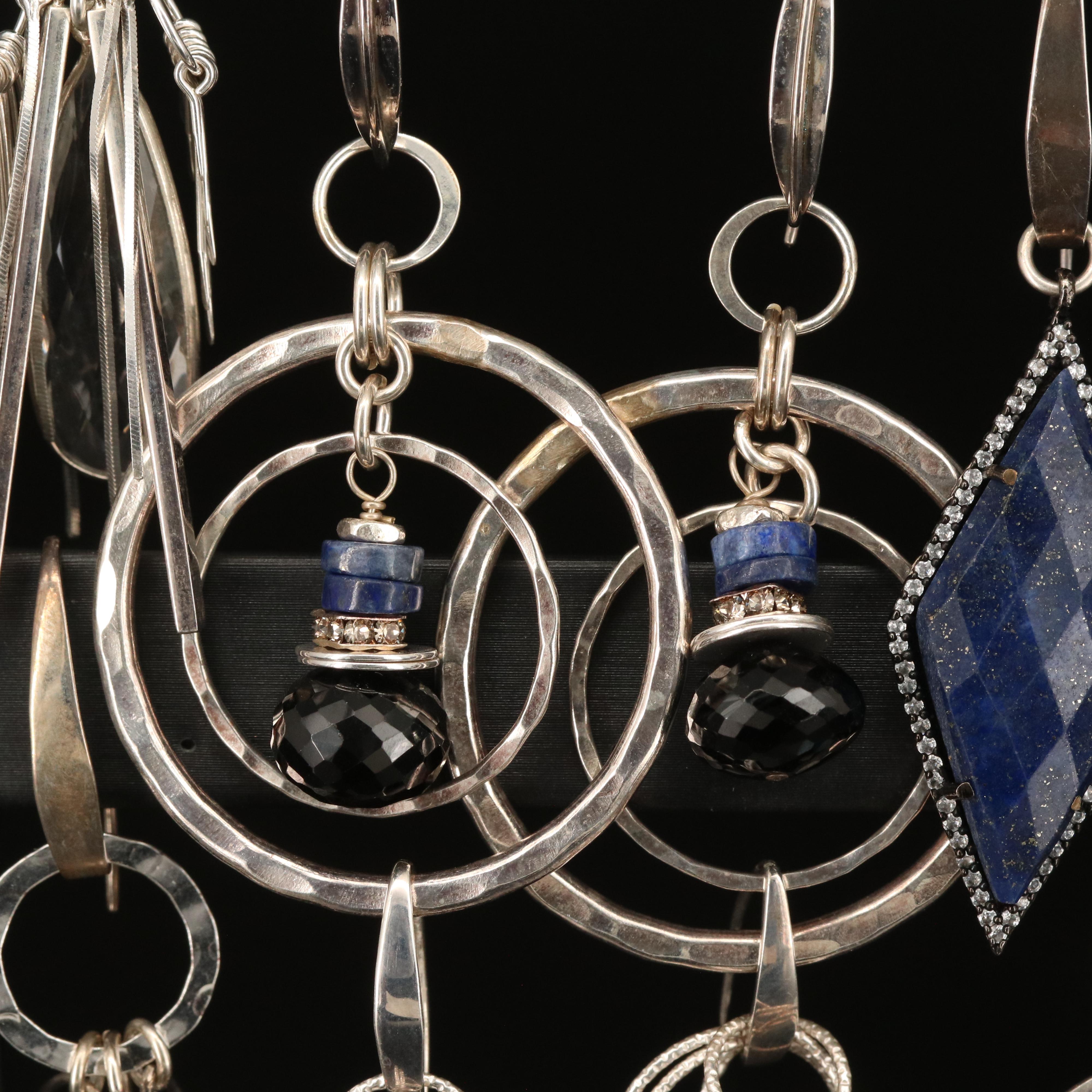Sterling Earrings with Lapis Lazuli and Topaz