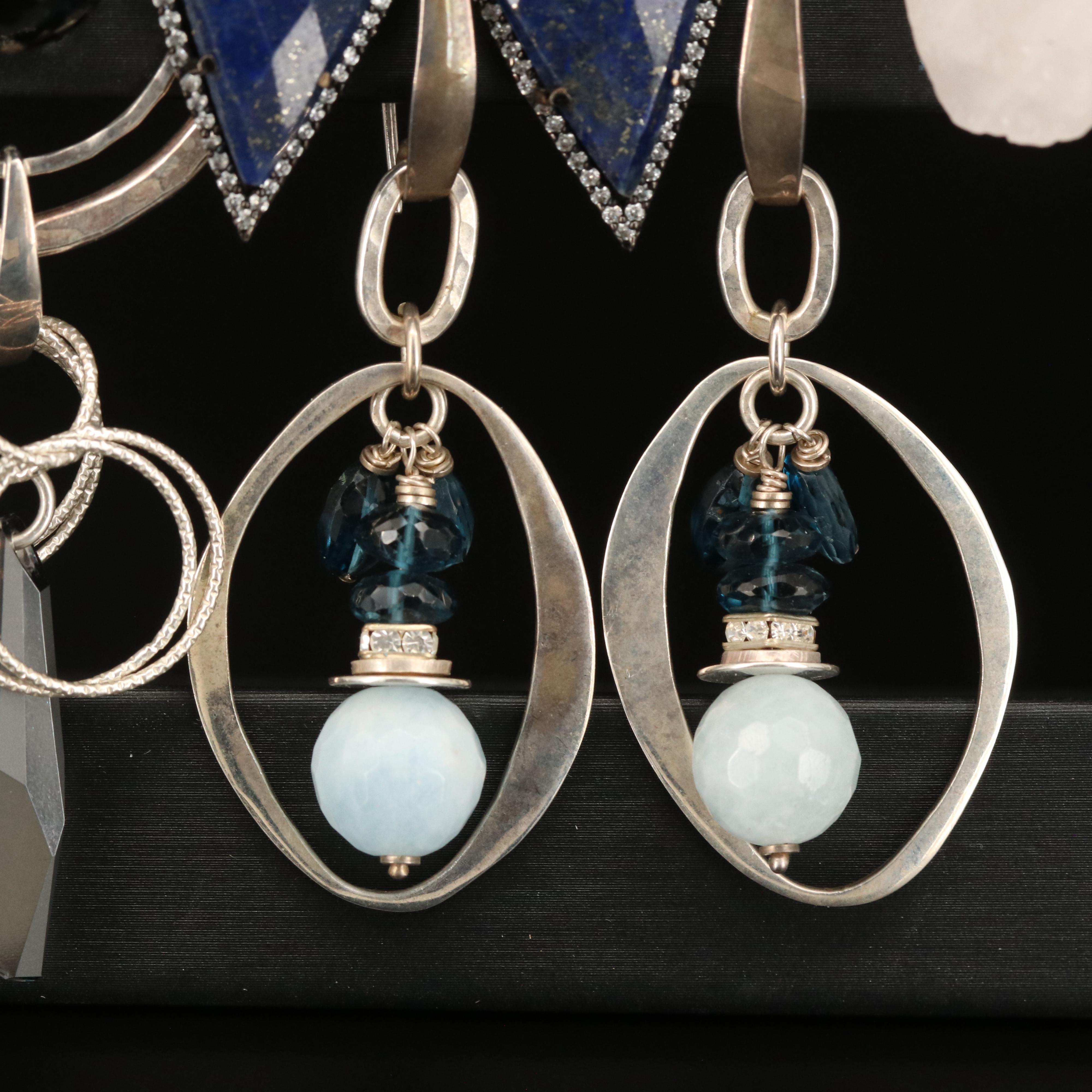 Sterling Earrings with Lapis Lazuli and Topaz