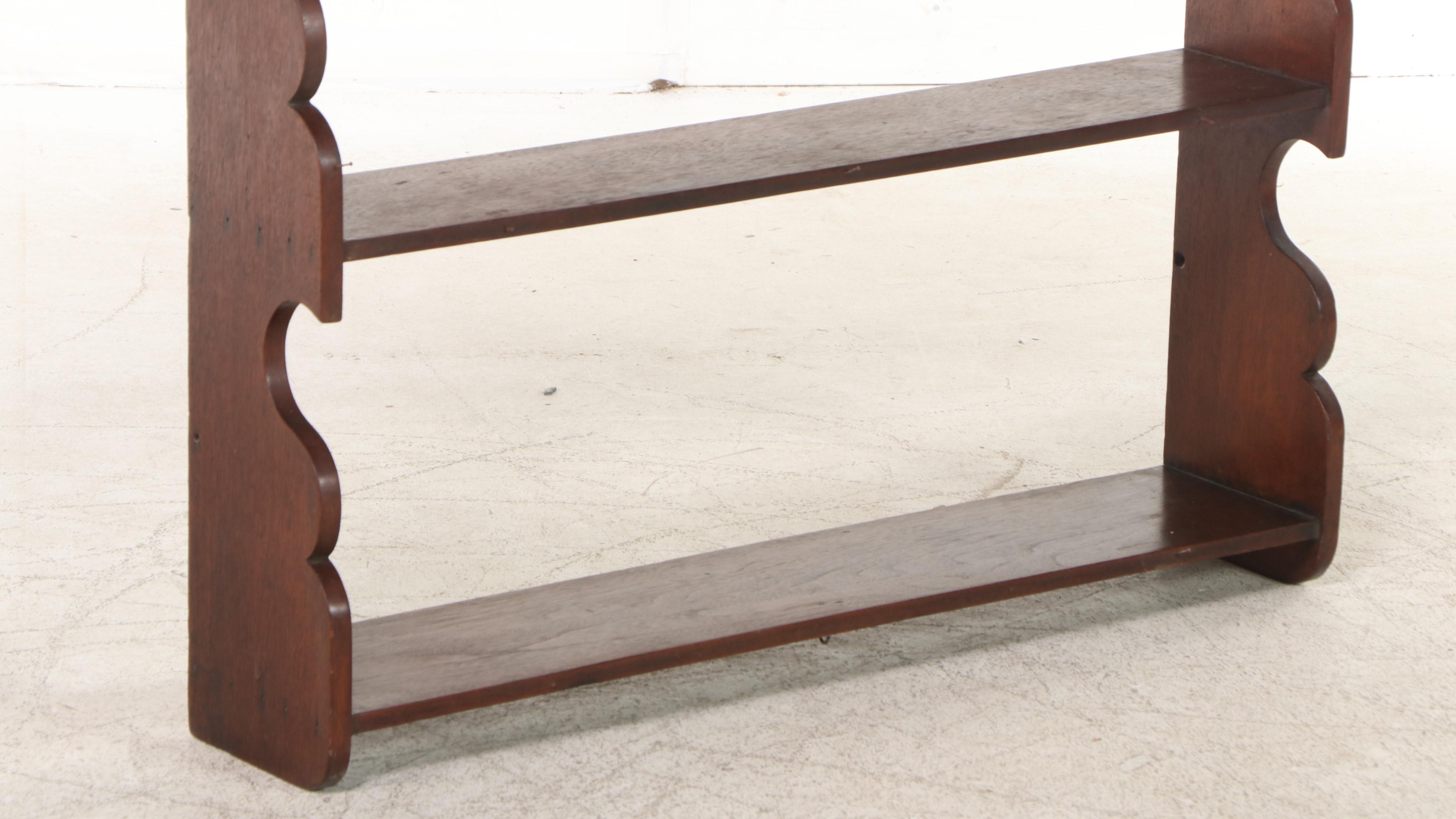 American Primitive Walnut Three-Tier Wall Shelf, 19th Century