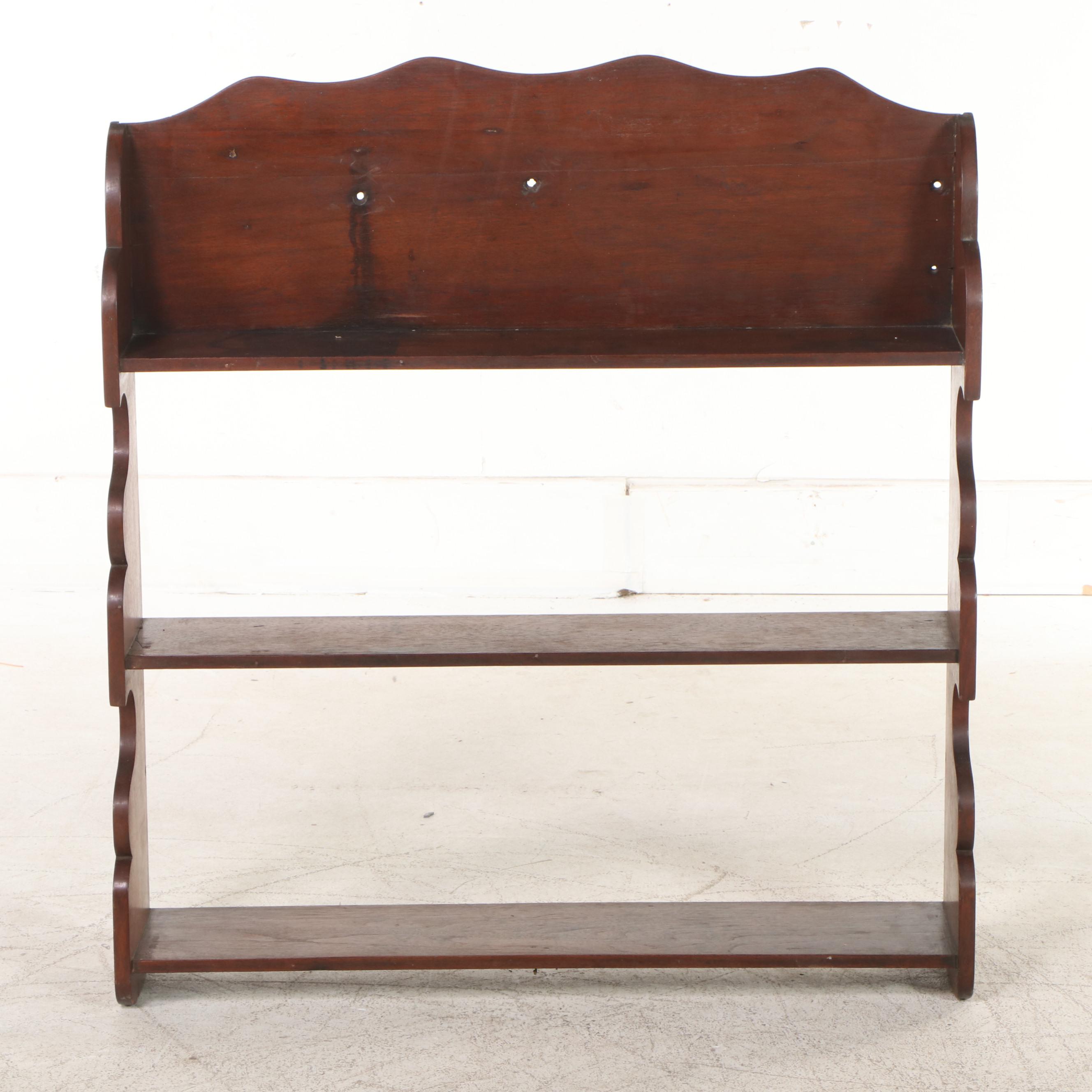 American Primitive Walnut Three-Tier Wall Shelf, 19th Century