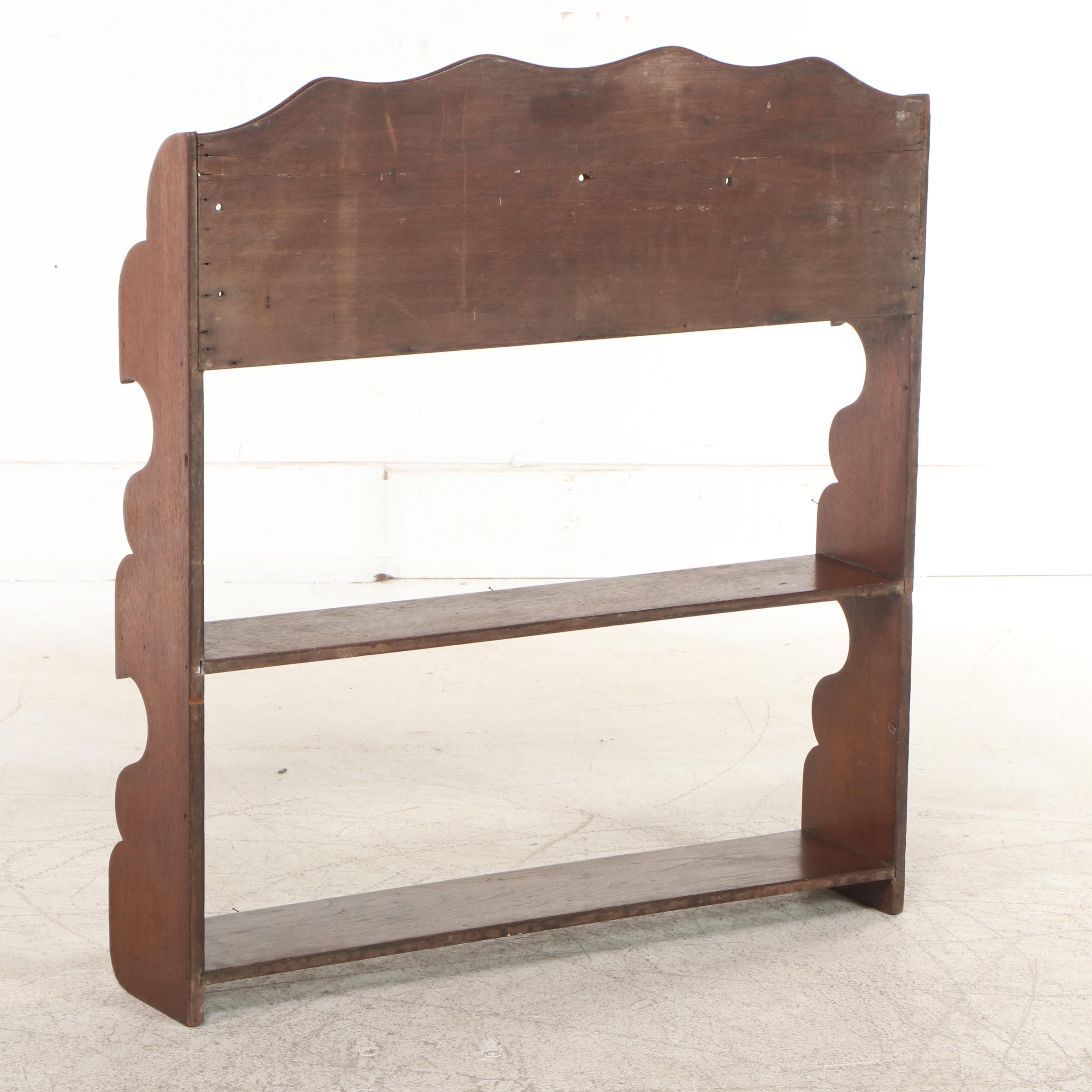 American Primitive Walnut Three-Tier Wall Shelf, 19th Century