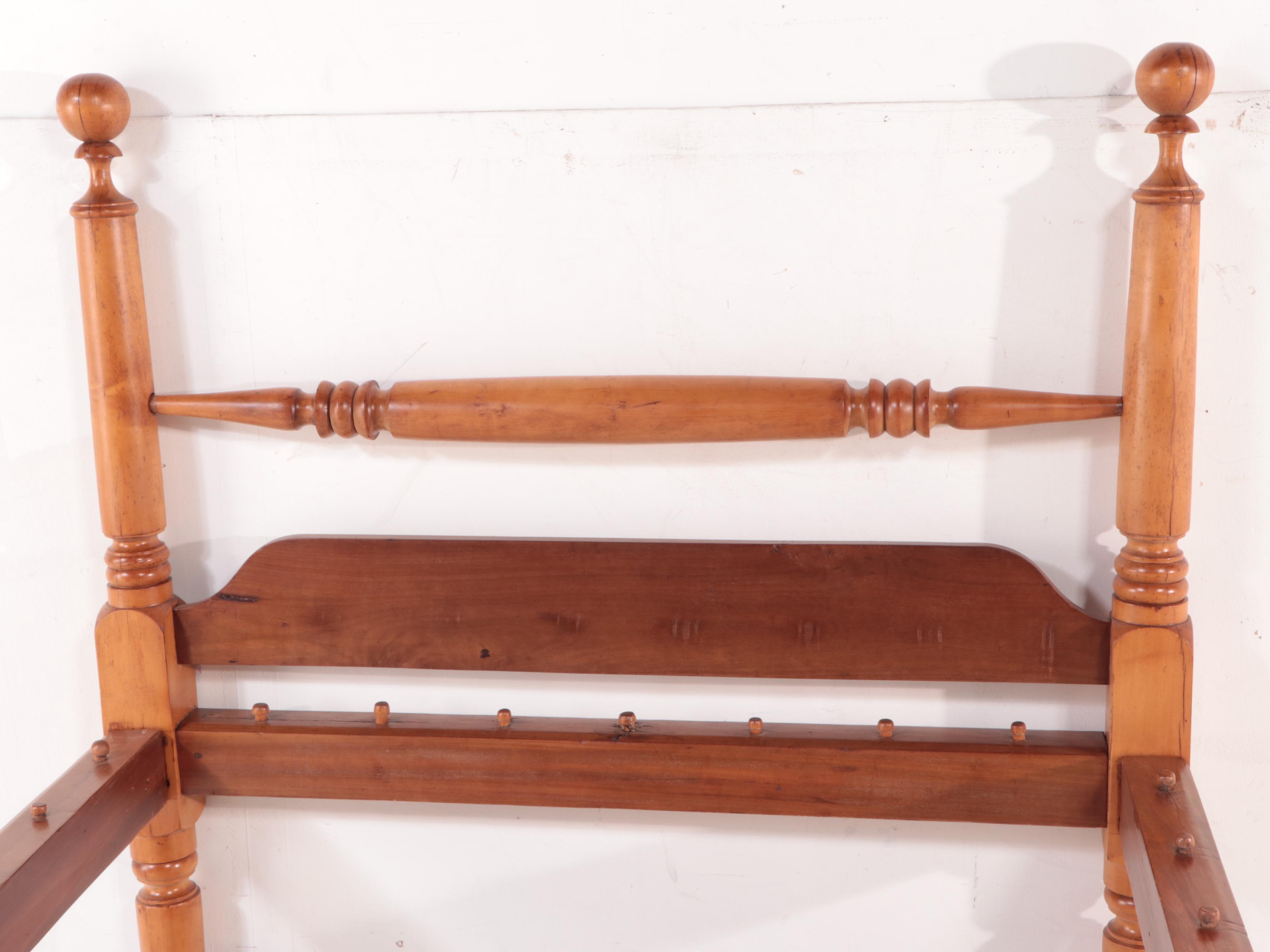 Late Federal Maple Rope Bed in 3/4 Size, Early to Mid-19th Century