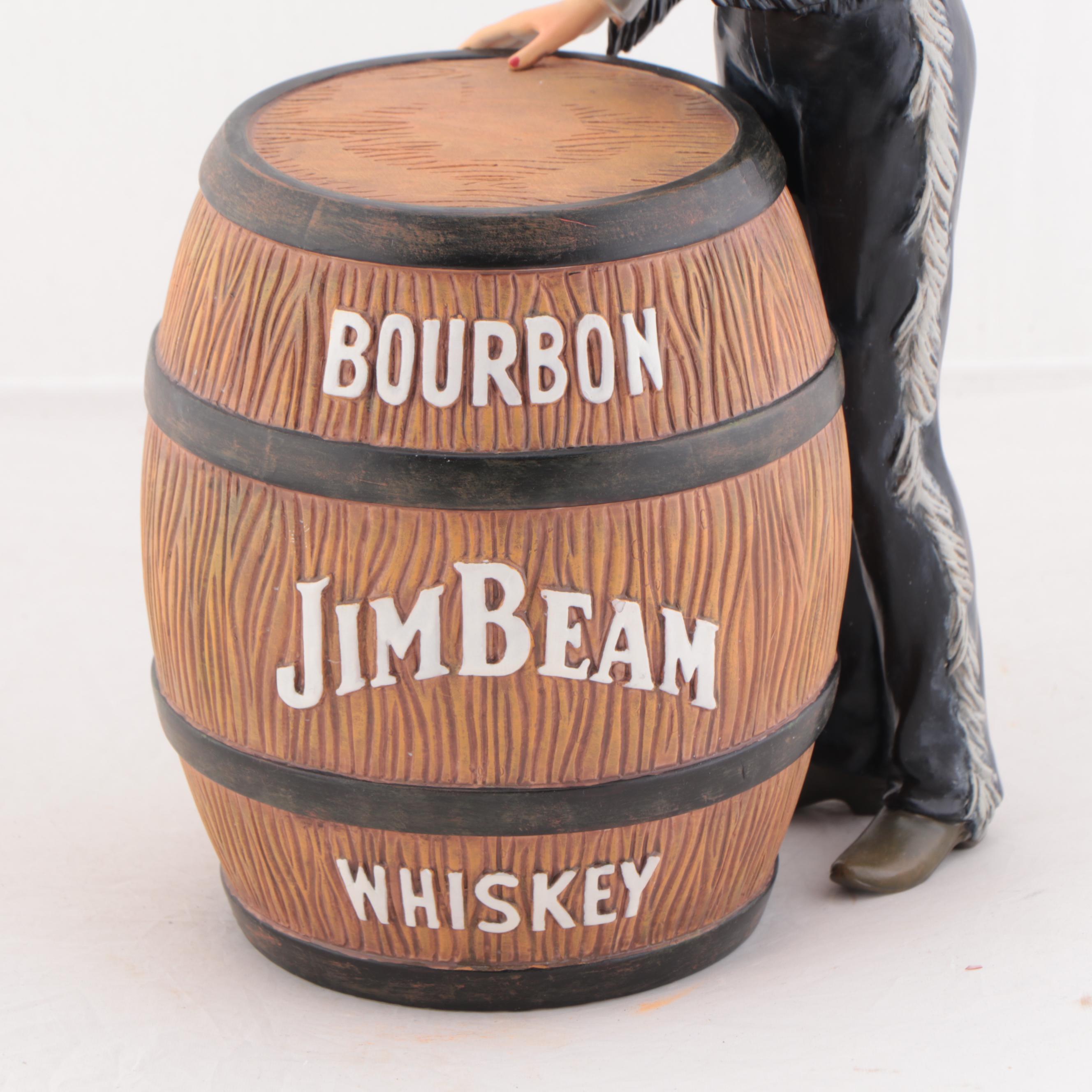 Signed Jim Beam Figural Ceramic Bourbon Whiskey Sample Decanter