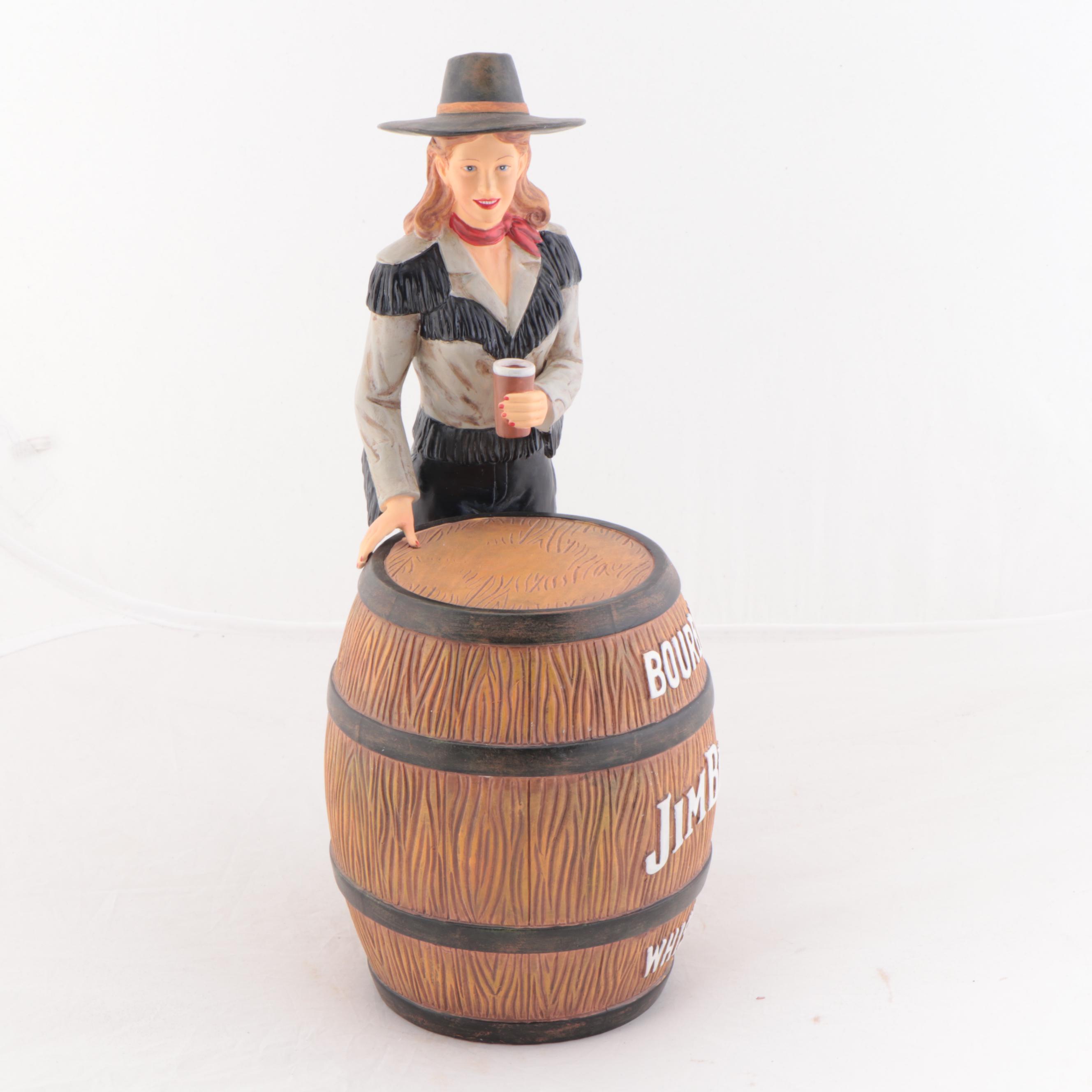 Signed Jim Beam Figural Ceramic Bourbon Whiskey Sample Decanter